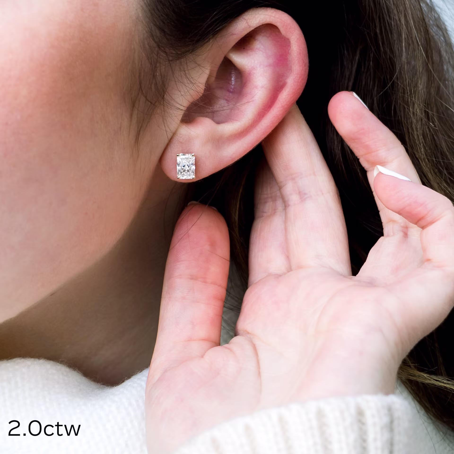 2.0 ct Diamonds set in 14k Yellow Gold Radiant Stud Earrings (Main View)