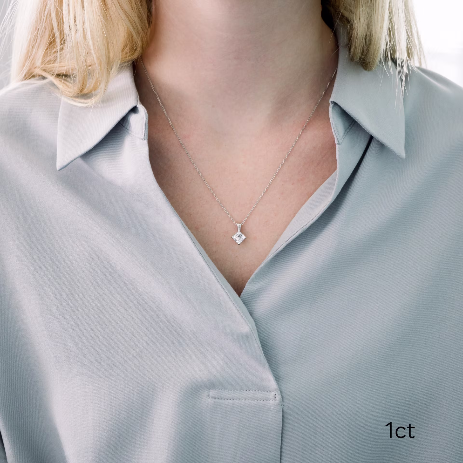 white gold one carat asscher cut lab diamond solitaire pendant ada diamonds design ad285