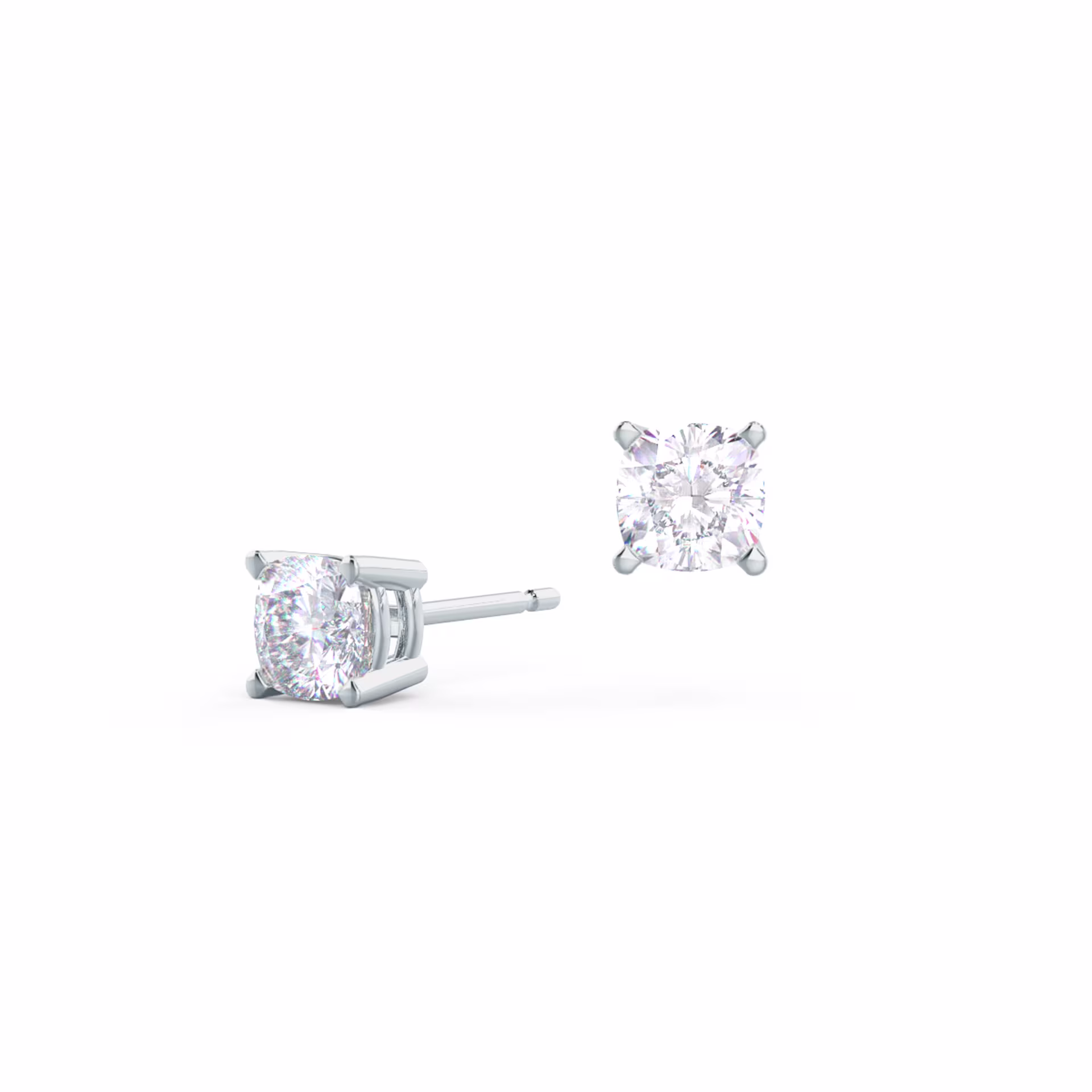 1.0 ctw Lab Diamonds set in Platinum Cushion Stud Earrings (Main View)