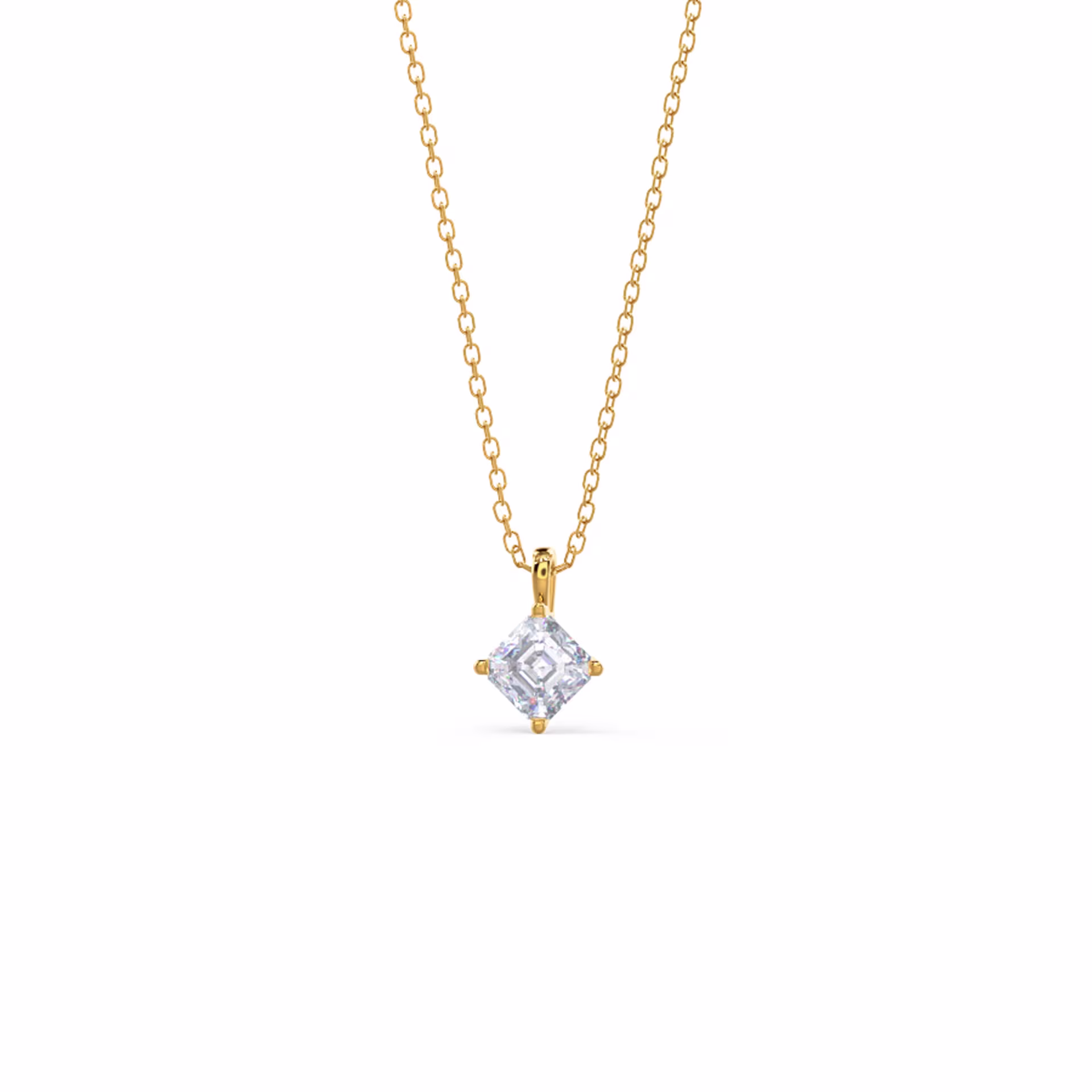 0.7 ct Lab Diamonds set in 14k Yellow Gold Asscher Cut Diamond Solitaire Pendant (Main View)