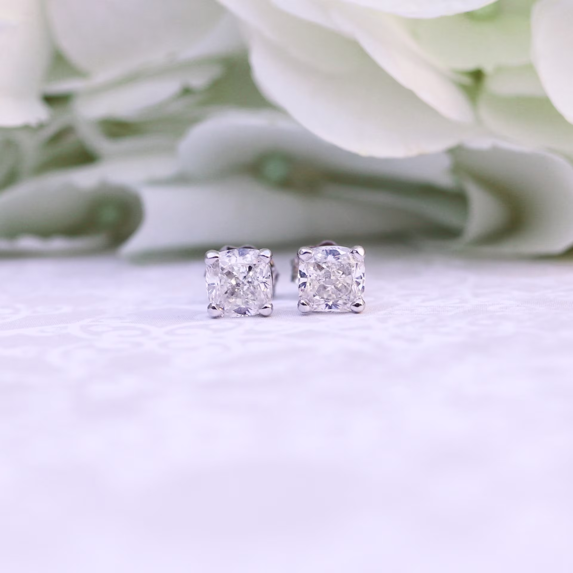 1 ct cushion lab diamond stud earrings ada diamonds design ad 292