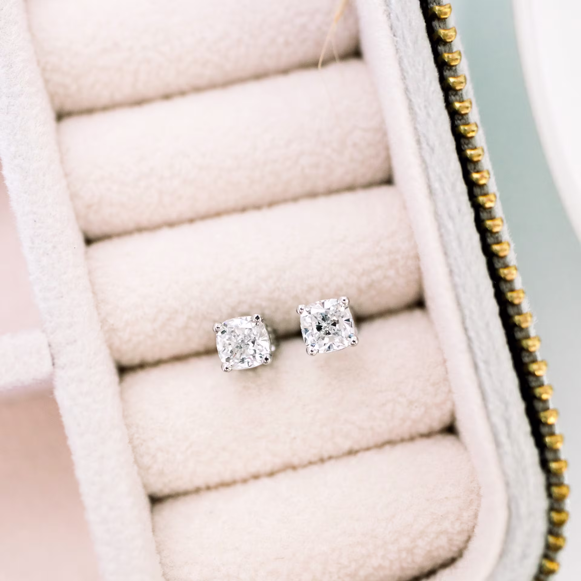 18k white gold 1 ct cushion lab diamond stud earrings ada diamonds design ad 292