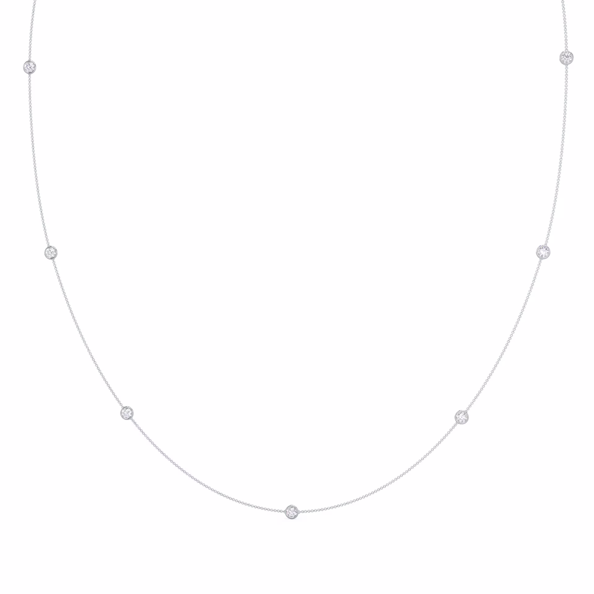 White Gold 7 bezel cosmopolitan necklace made with man made diamonds ADA Diamonds ad design number 228