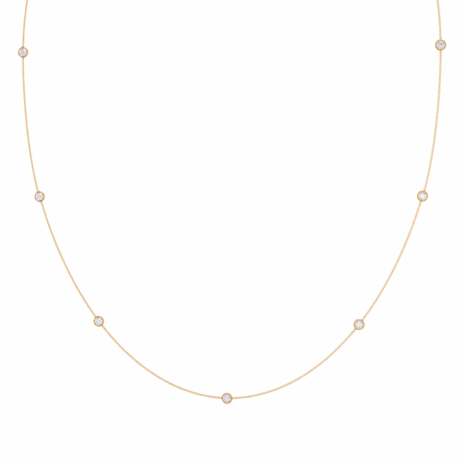 Seven Bezel cosmopolitan necklace made in yellow gold with laboratory made diamonds ADA Diamonds design design ad 228