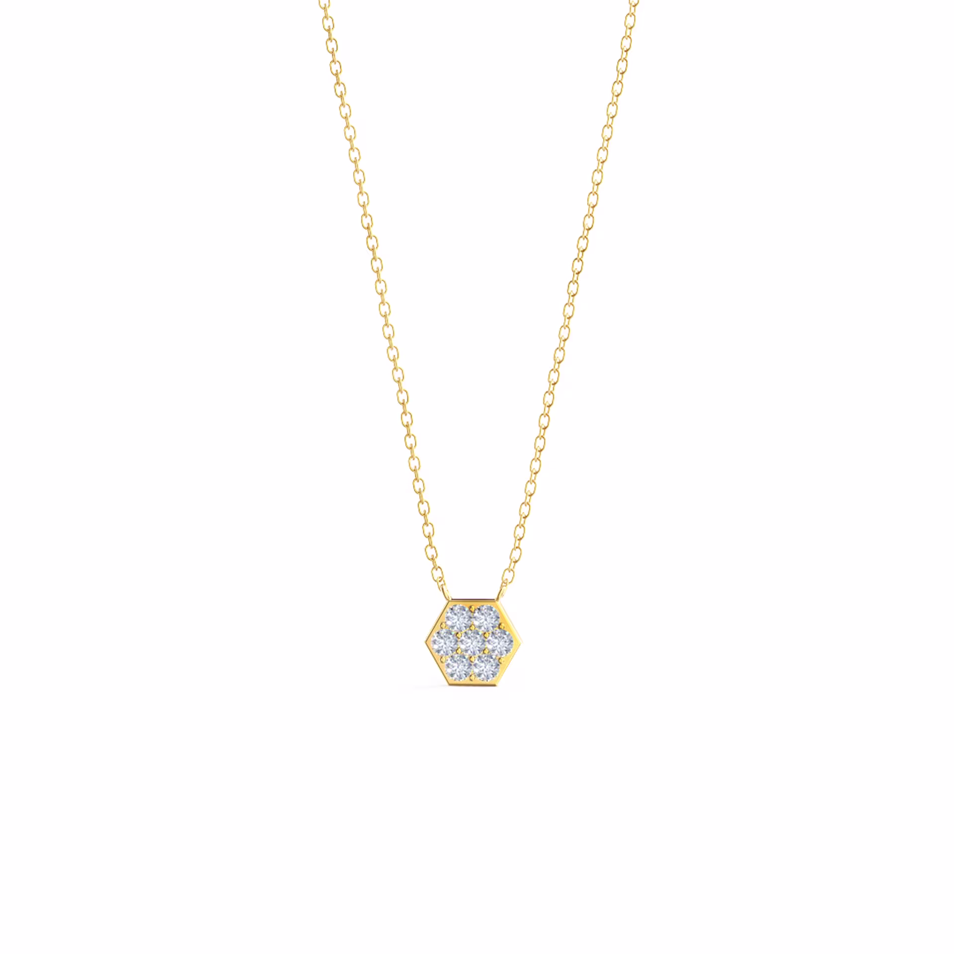 0.21 Carat Round Created Diamonds set in 14k Yellow Gold Carbon Necklace (Main View)