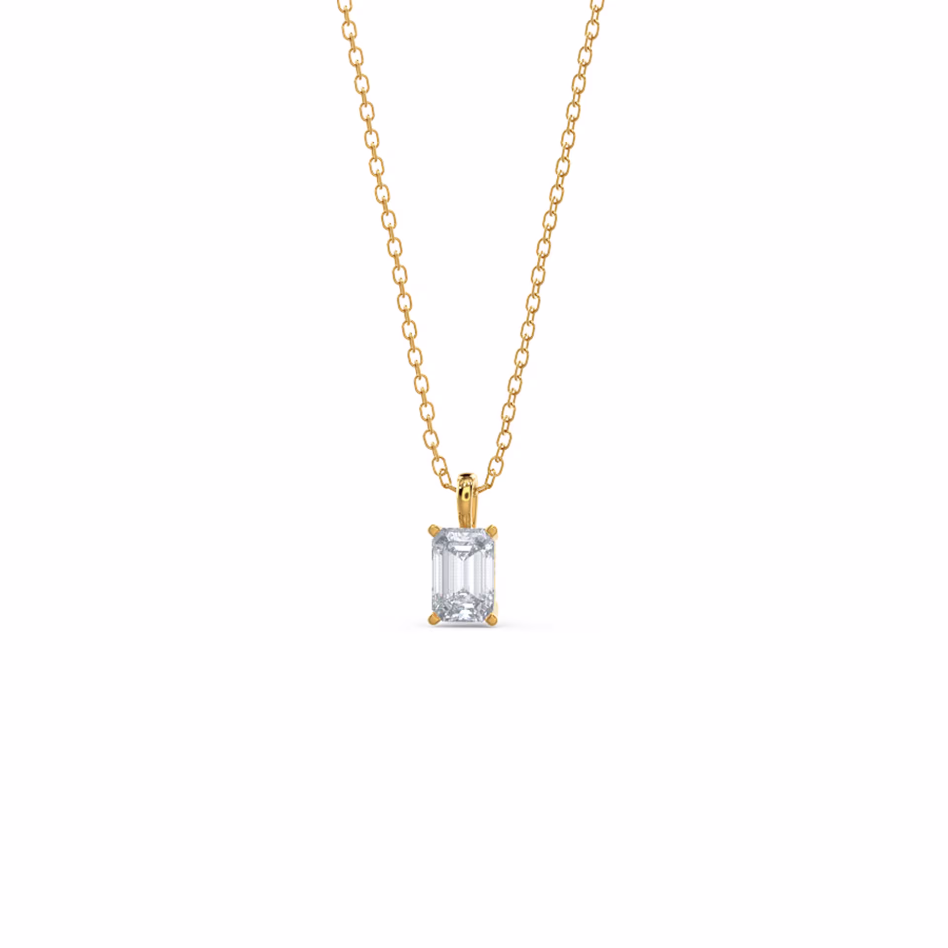 0.7 Carat Lab Grown Diamonds set in Yellow Gold Emerald Cut Diamond Pendant (Main View)