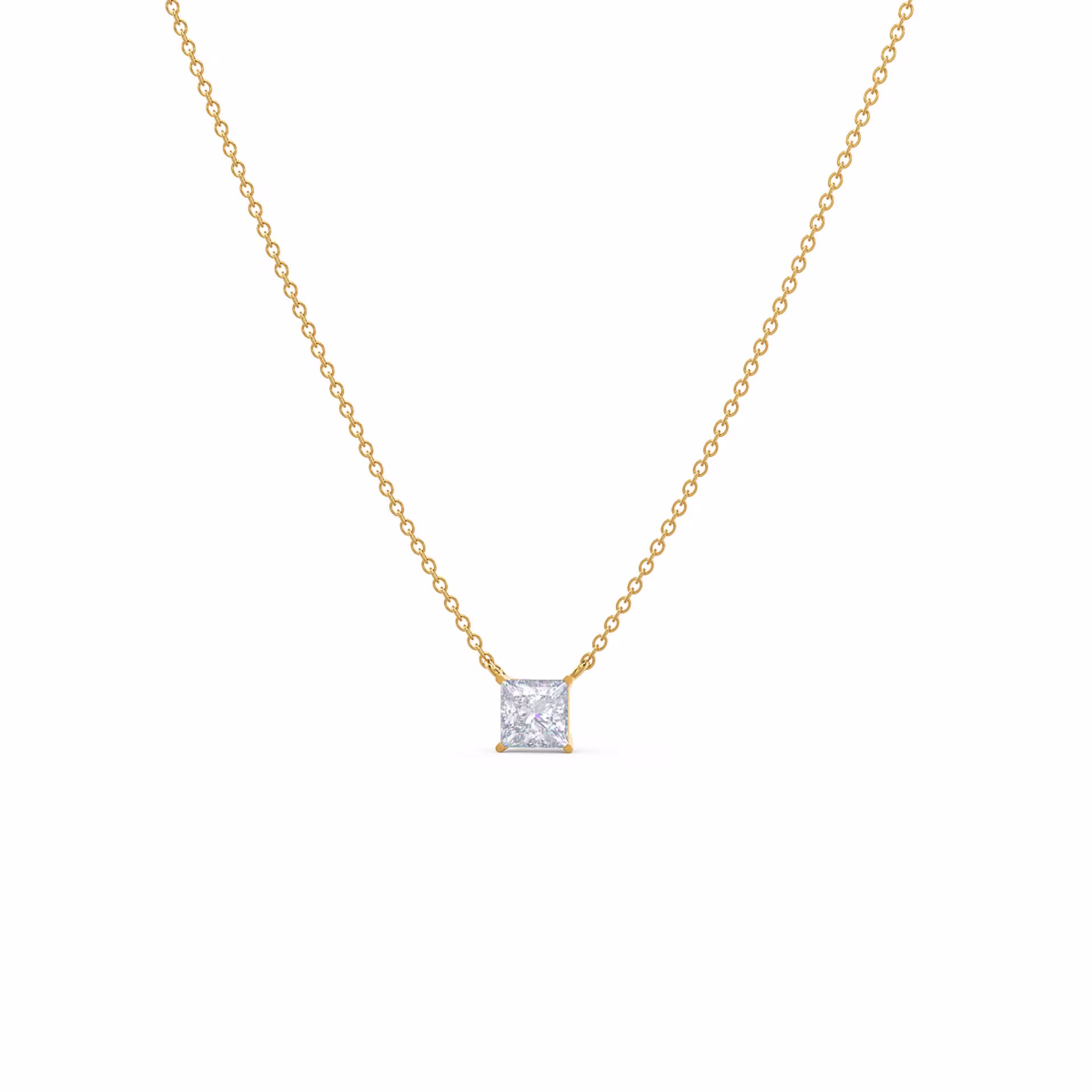 0.7 ct Diamonds set in 14 Karat Yellow Gold Floating Princess Cut Diamond Pendant ()