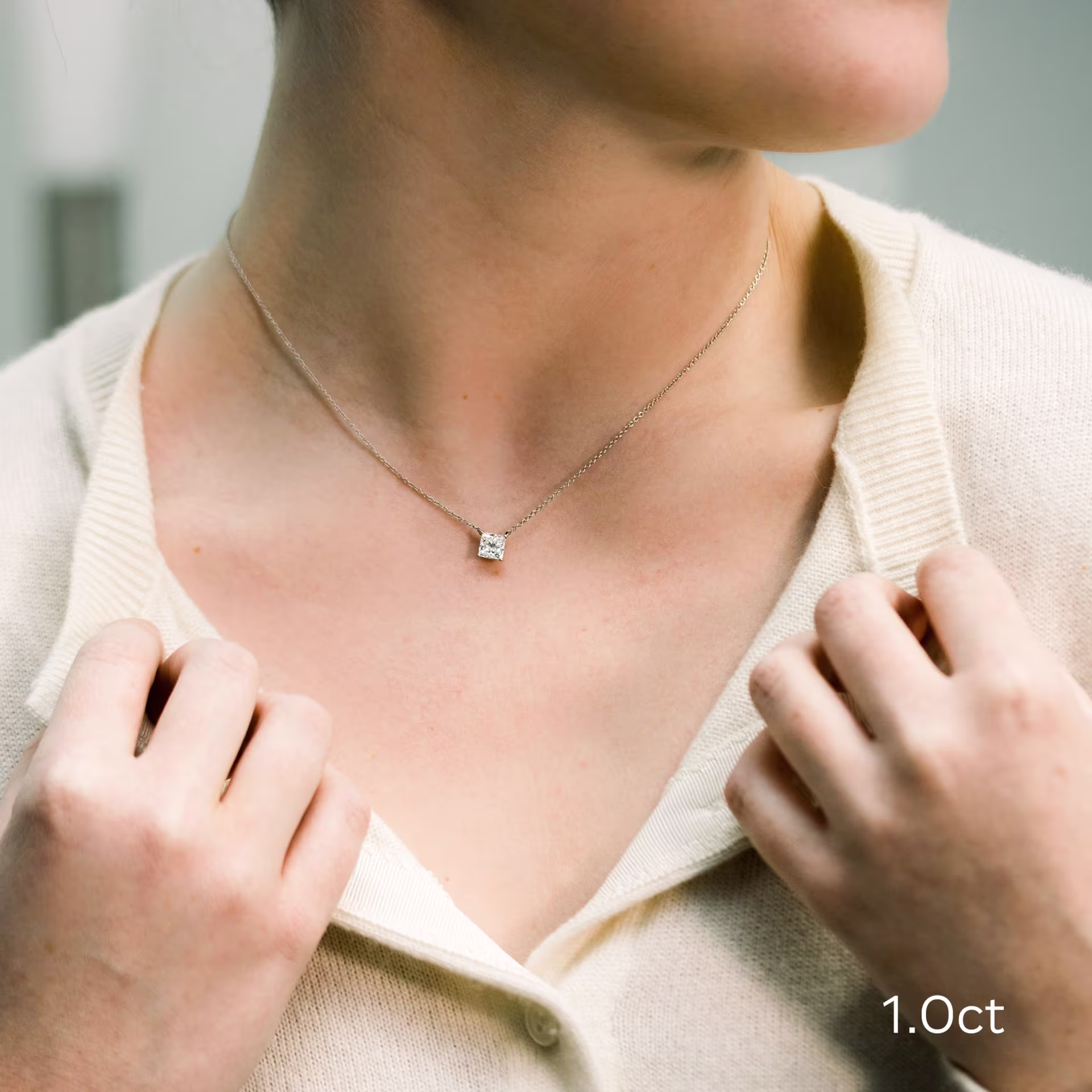 1.0 ctw Created Diamonds set in Platinum Floating Princess Pendant (Main View)