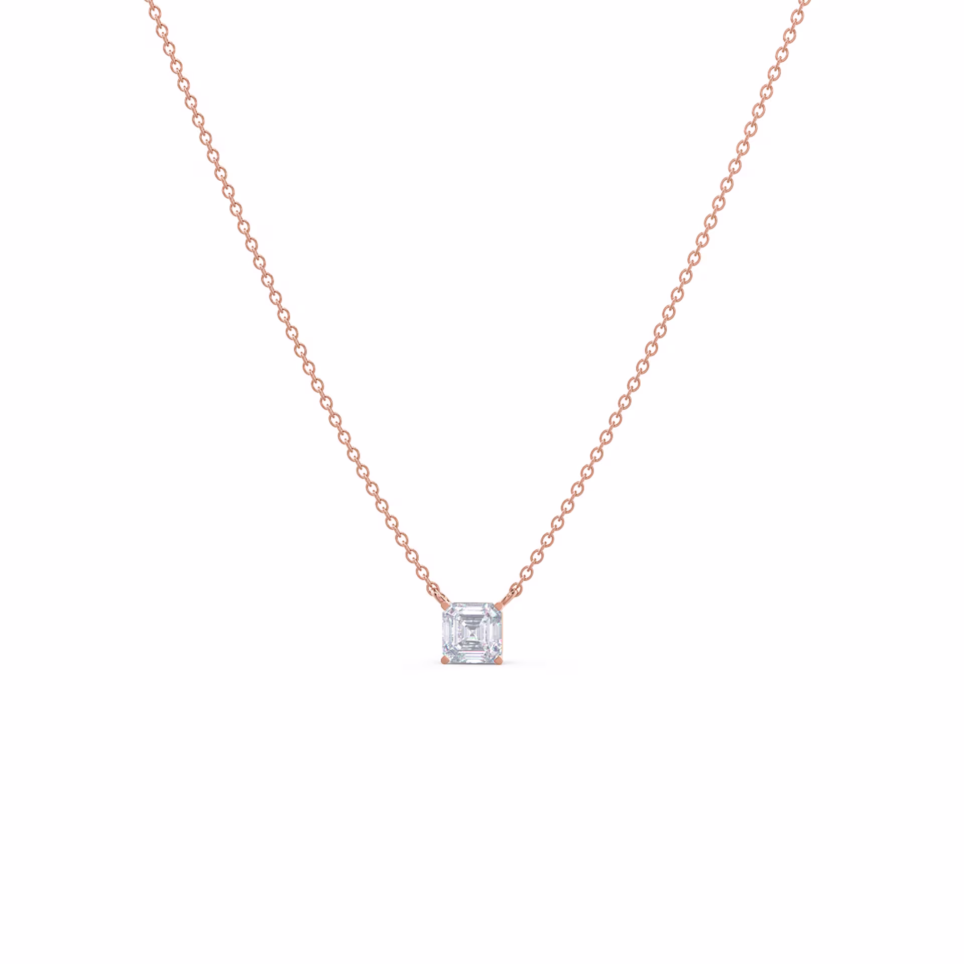 0.7 ctw Lab Diamonds set in 14k Rose Gold Floating Asscher Diamond Pendant (Main View)