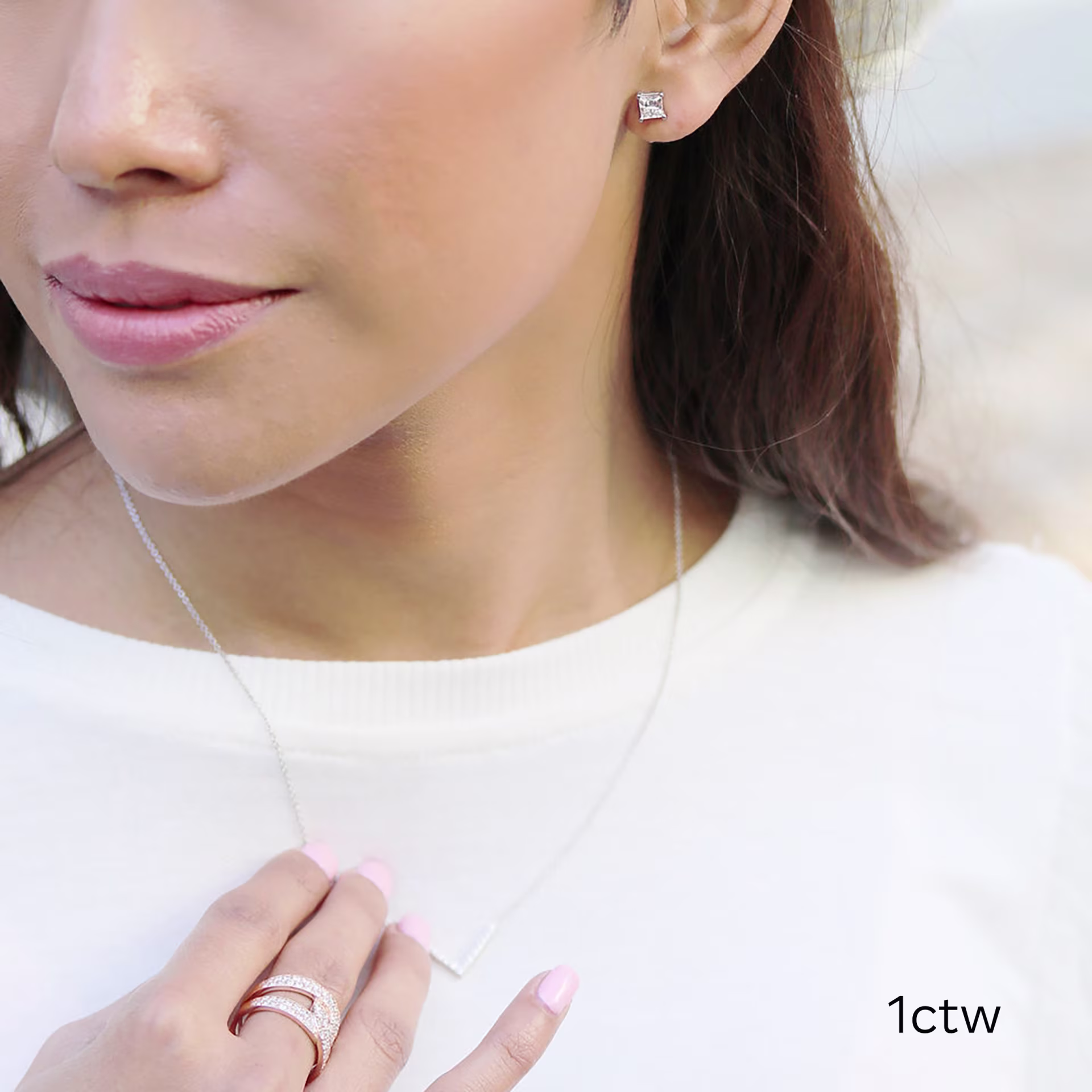 1.0 ctw princess cut stud earrings in white gold platinum metal made with man made diamonds  ADA Diamonds ad design number 002