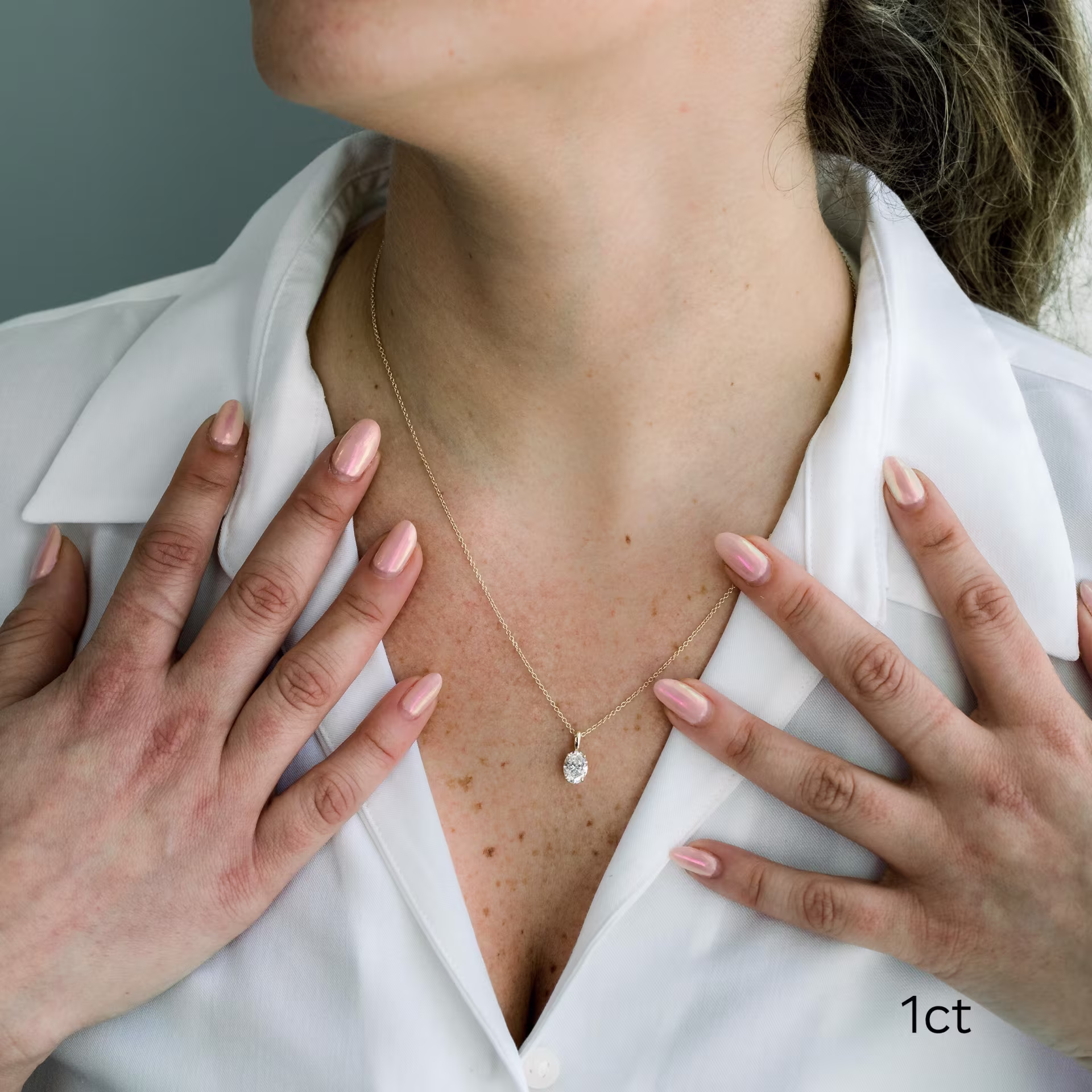 yellow gold one carat oval lab diamond pendant ada diamonds design ad 279 on model