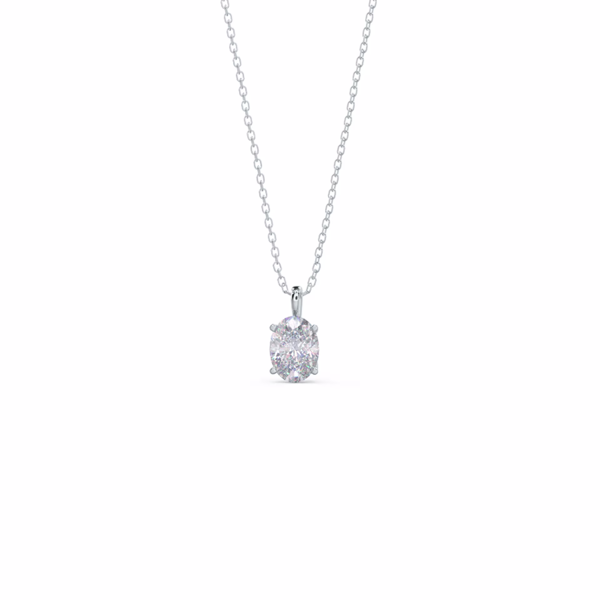 Classic Oval Pendant in 14k White Gold 1ctw