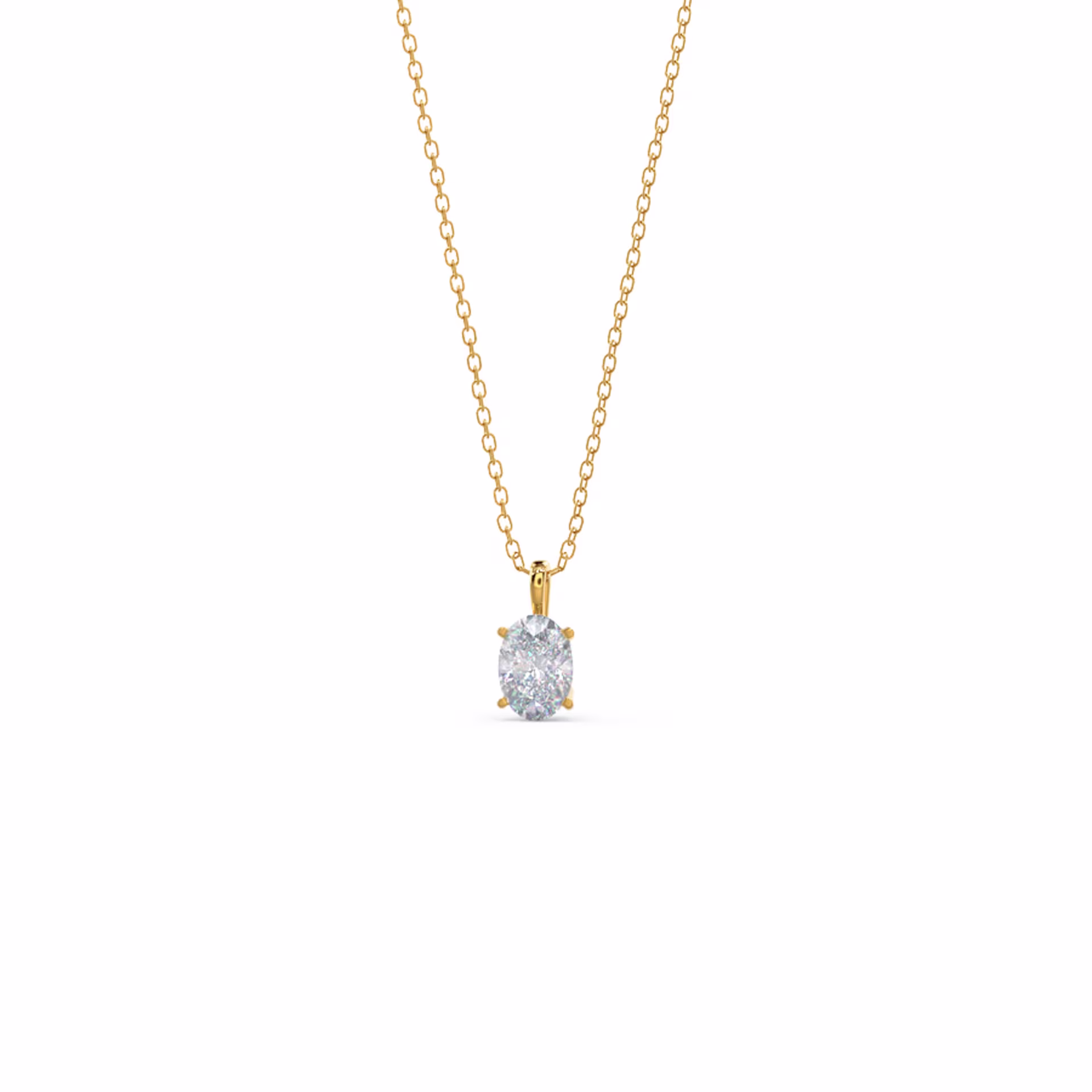 0.7 Carat Lab Grown Diamonds set in 14k Yellow Gold Classic Oval Pendant (Main View)