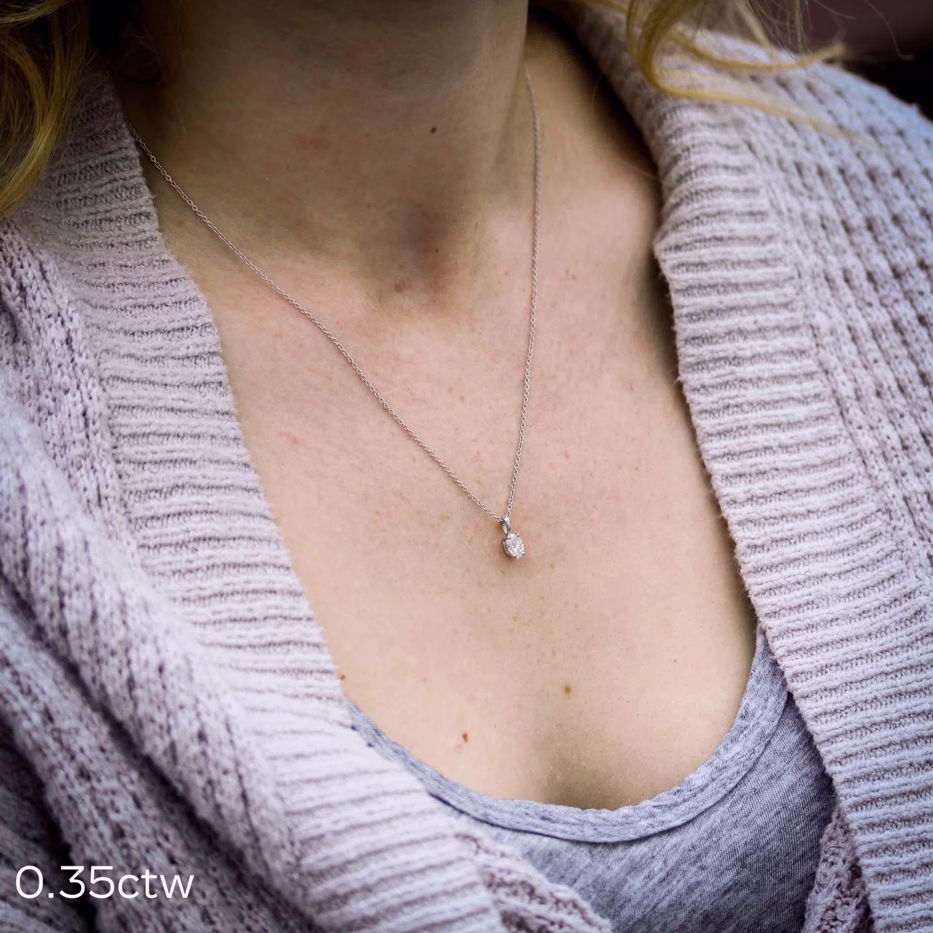 Classic Oval Pendant Necklace in white gold platinum made with laboratory grown diamonds ADA Diamonds ada design number 279