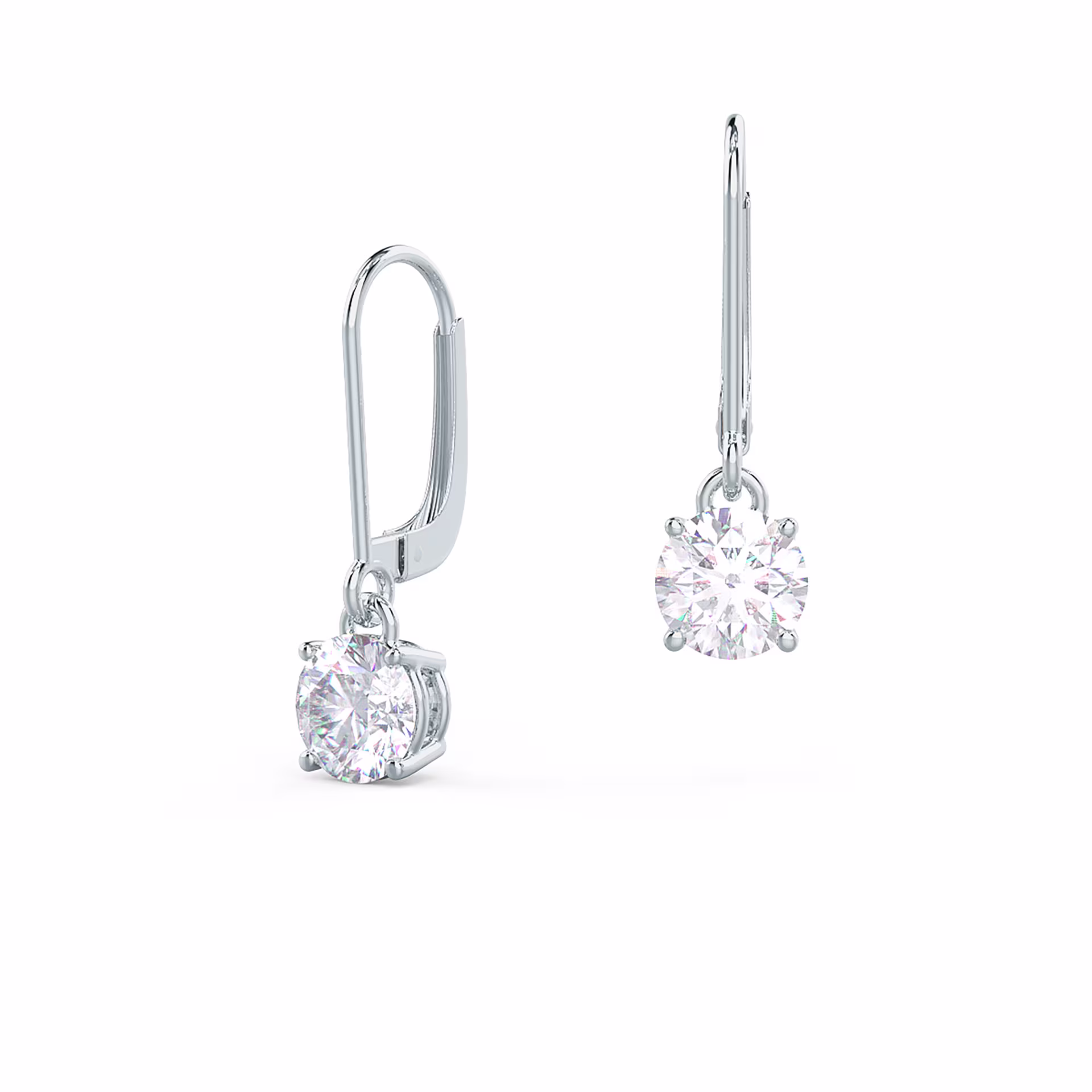2.0 ctw Round Lab Diamonds set in Platinum Four Prong Drop Earrings ()