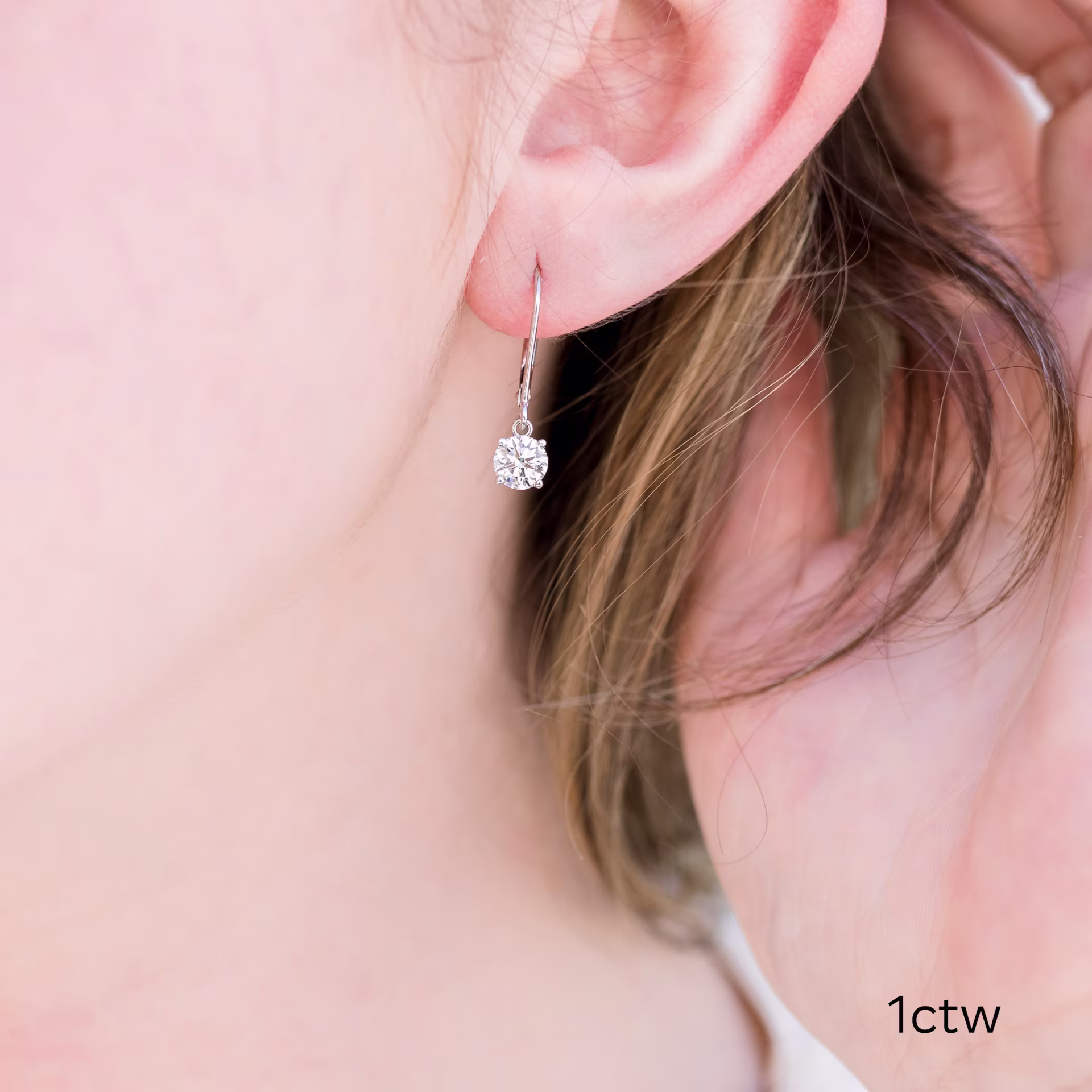 round lab diamond 1ct four prong drop earrings ada diamonds design006 on model