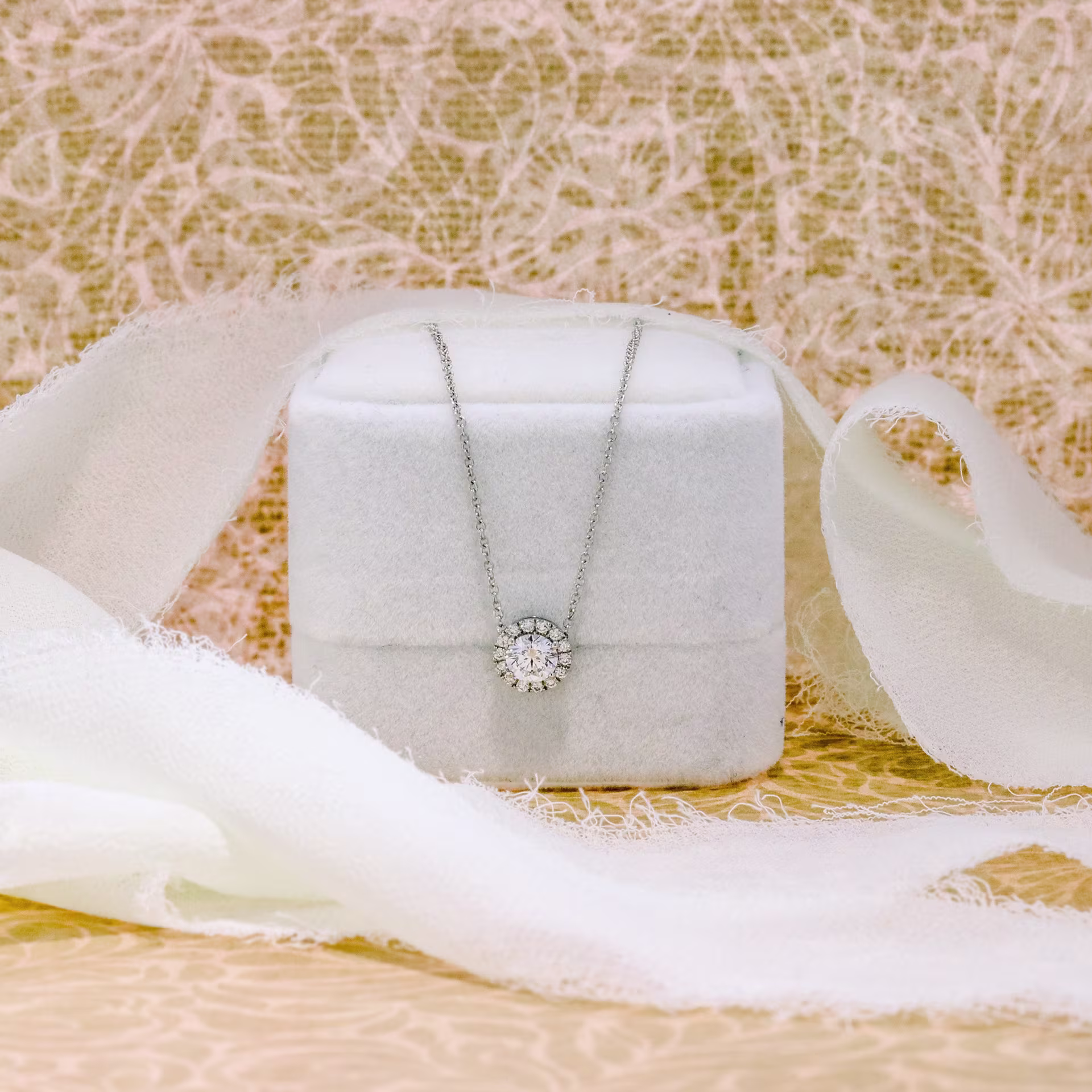 1 ct white gold round lab diamond halo pendant ada diamonds design ad 013 on model