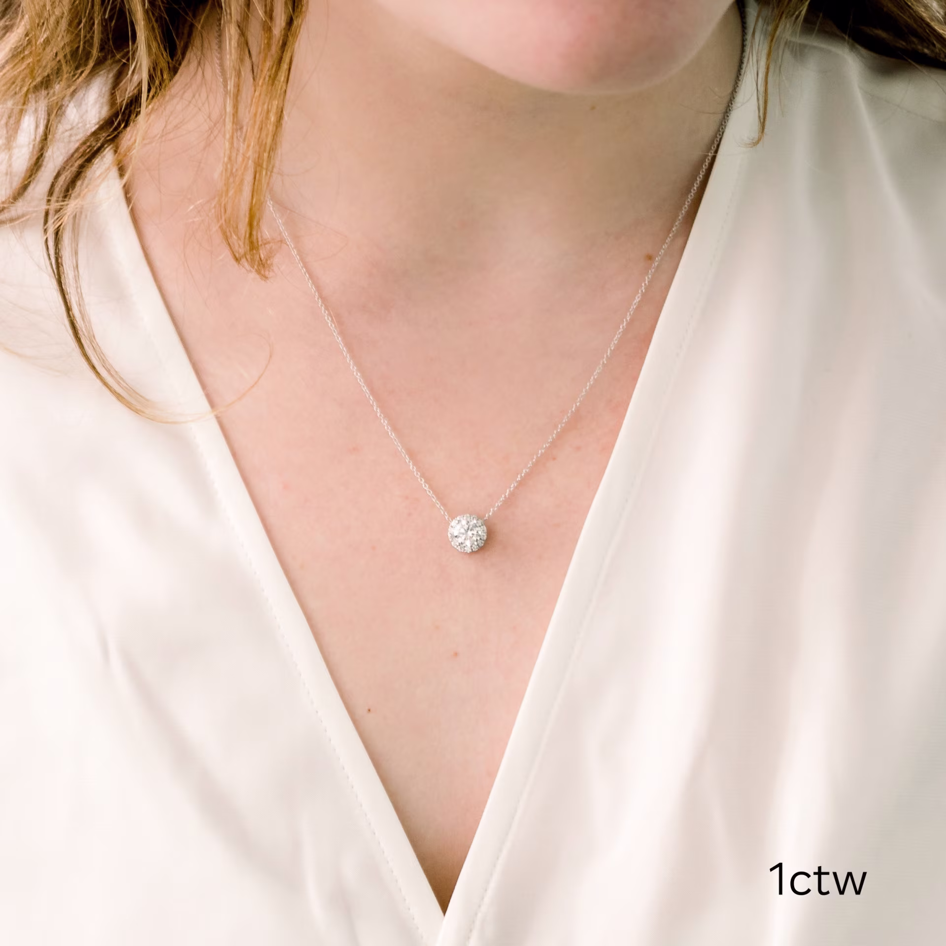 18k white gold 1ctw lab diamond round pendant ada diamonds design ad 013 on model