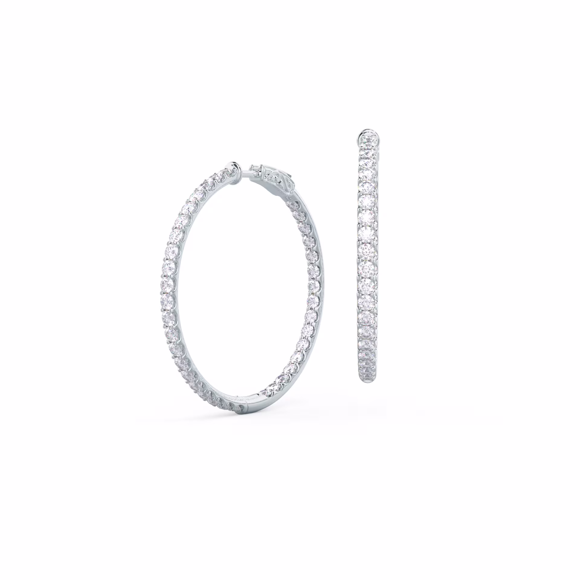 Inside Out Hoop Earrings in 14k White Gold 1.75ctw