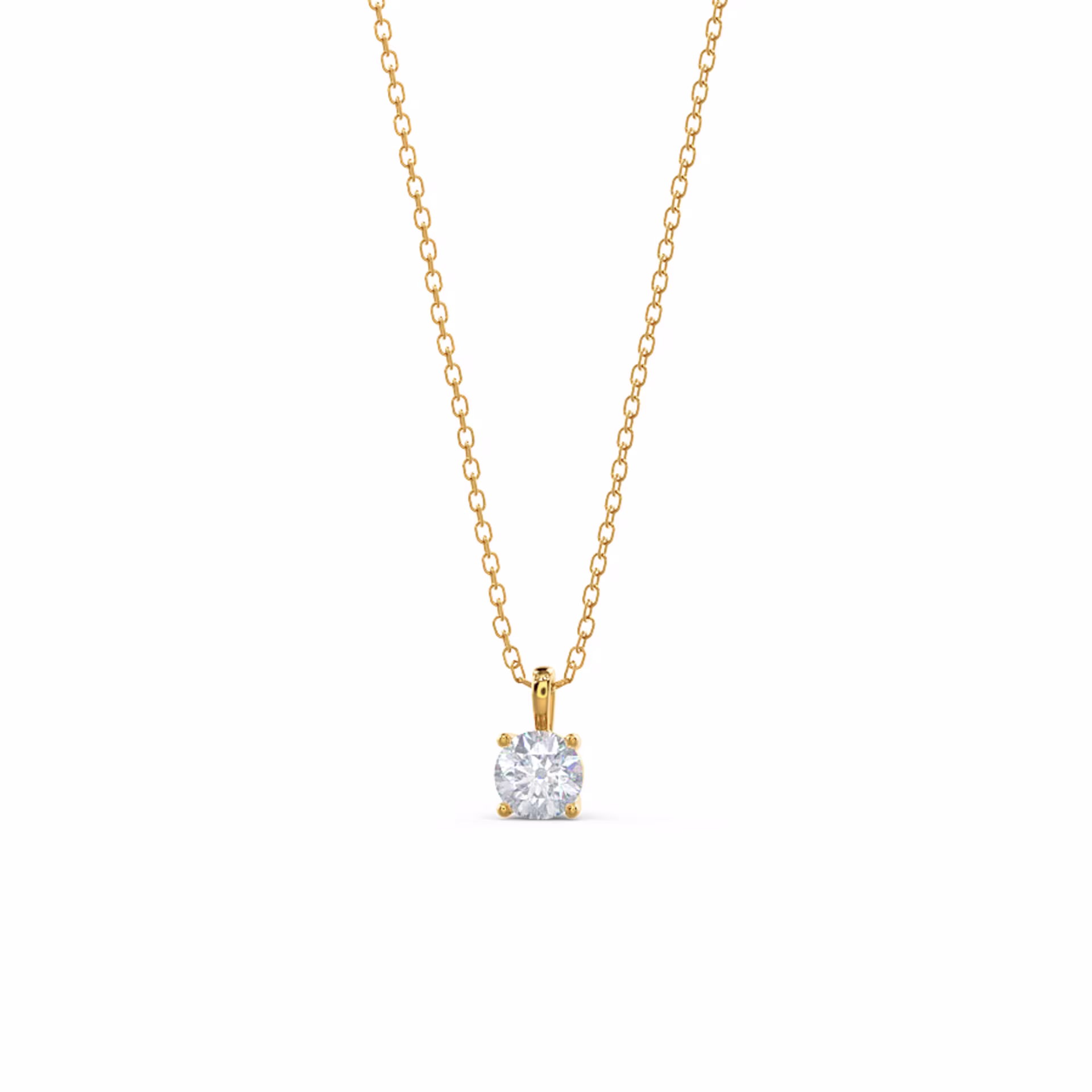 0.5 Carat Lab Diamonds set in 14k Yellow Gold Classic Round Pendant ()