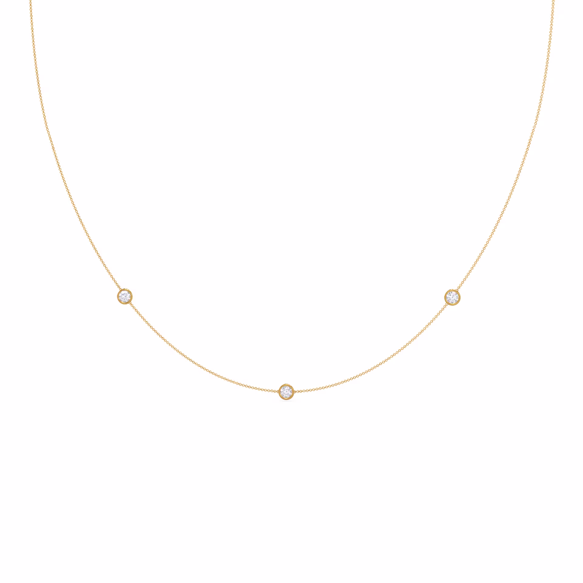 Round Lab Grown Diamonds set in Yellow Gold Triple Bezel Floating Cosmopolitan Necklace (Main View)