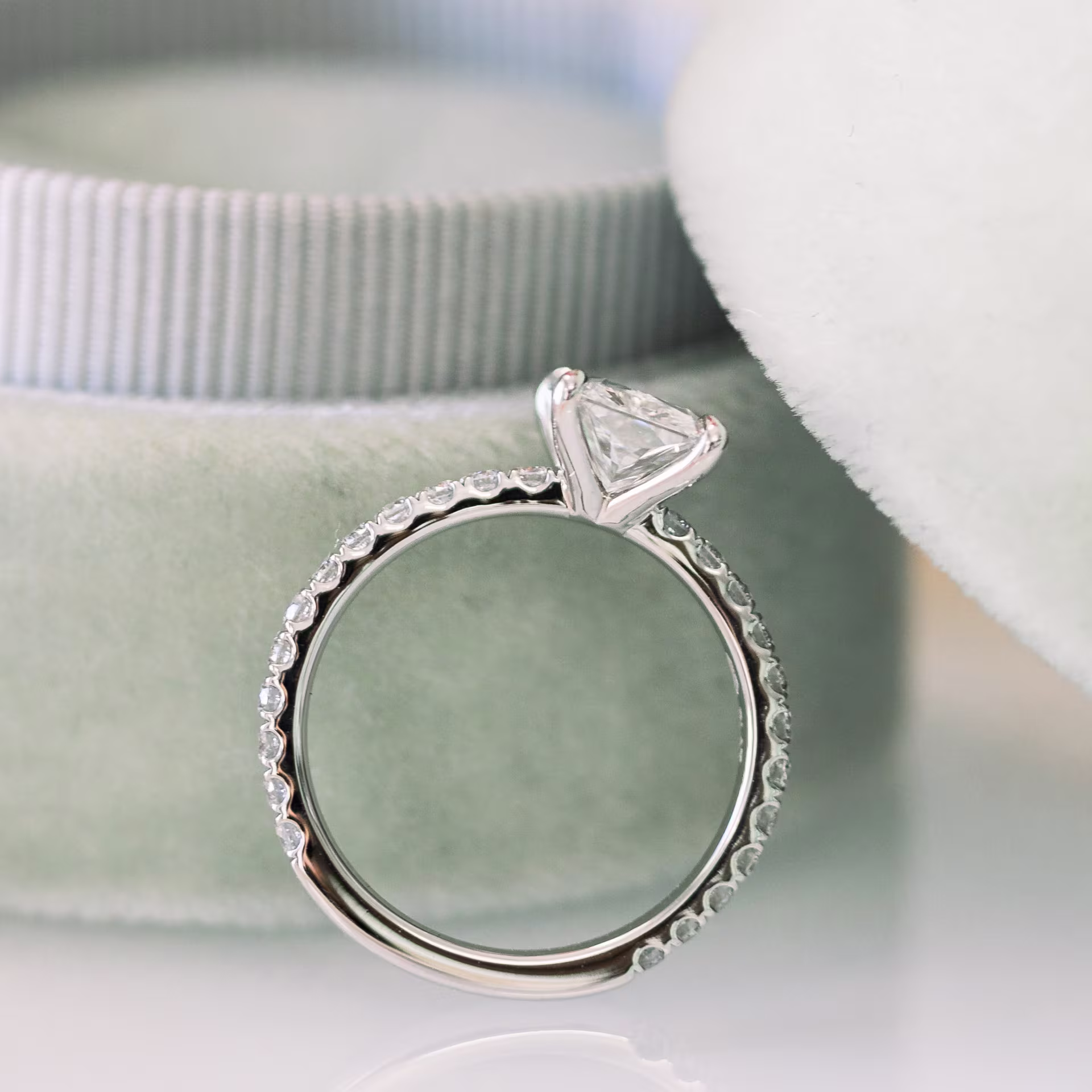 lab diamond pave ring from side