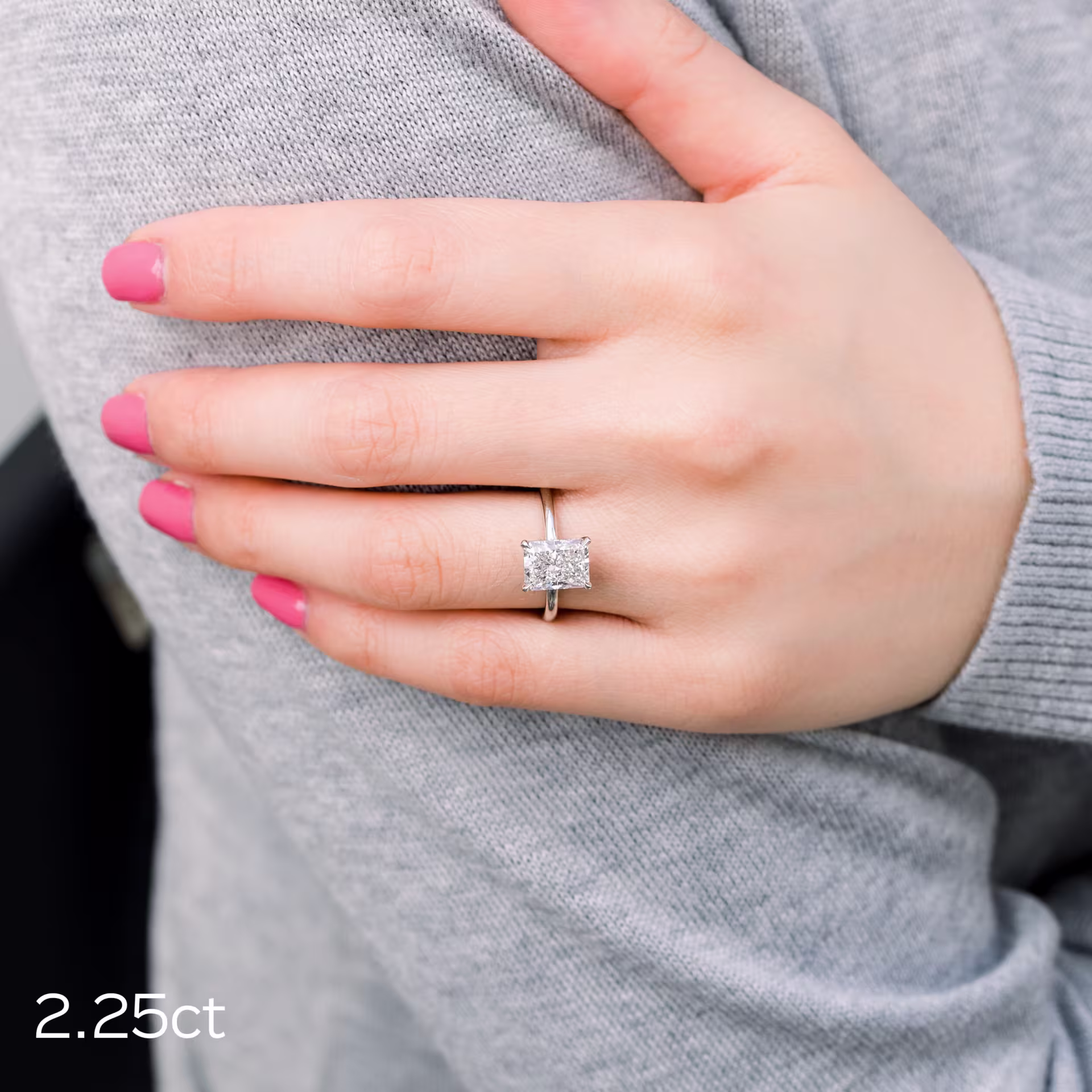 18k White Gold Radiant Classic Four Prong Solitaire featuring 2.25 Carat Lab Diamonds (Main View)