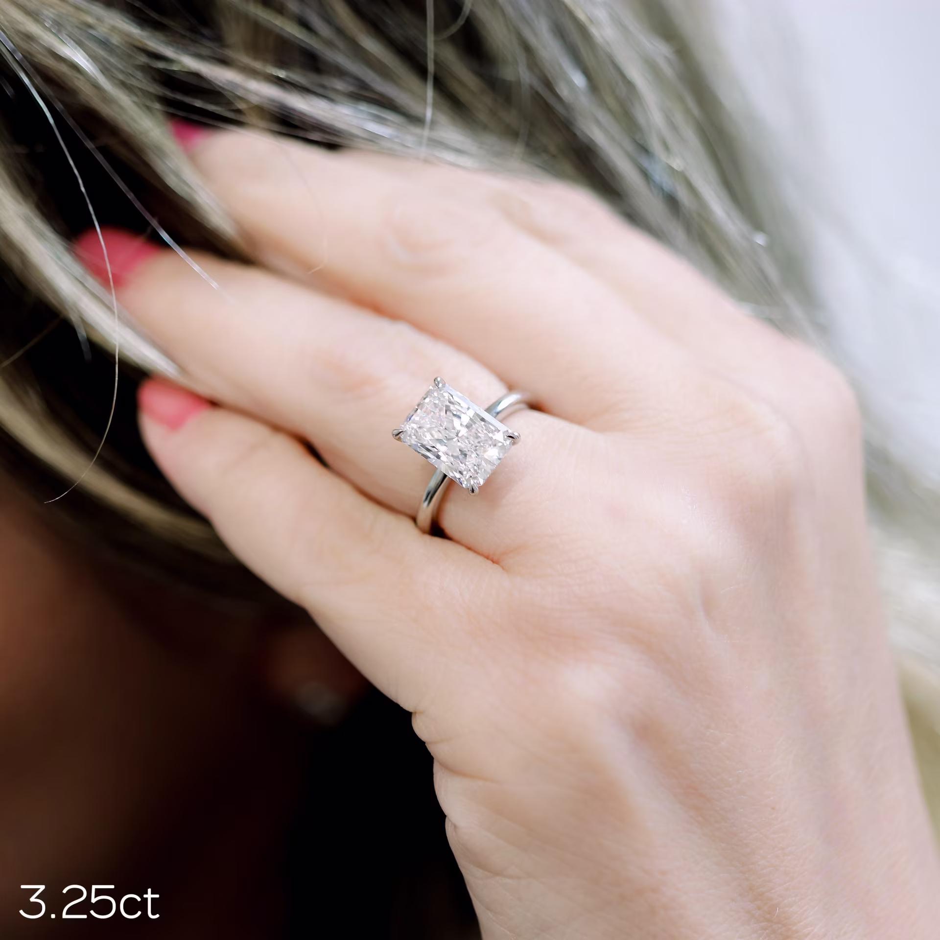 3.25ct radiant cut lab diamond