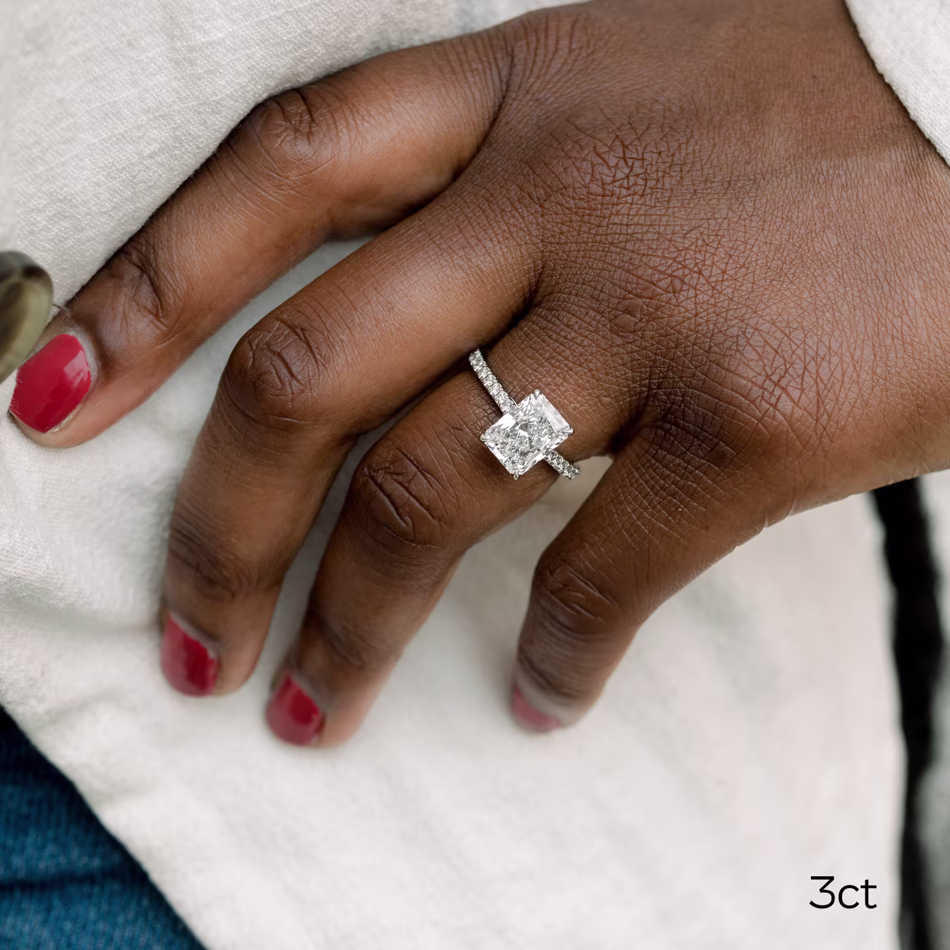 3ct lab diamond in pave setting