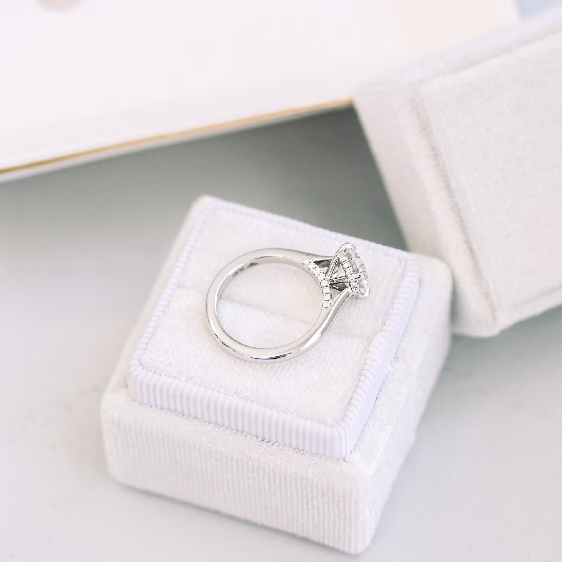 platinum 1.5 ct round lab grown diamond cathedral solitaire engagement ring platinum ada diamonds design ad 251 profile view