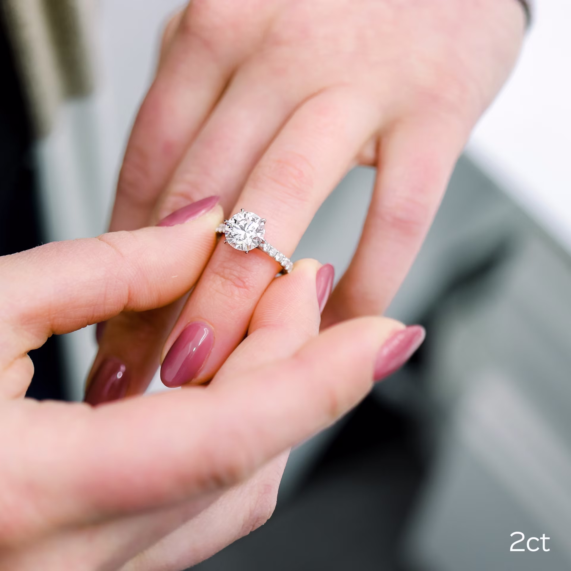 2ct round lab diamond in trellis pave setting