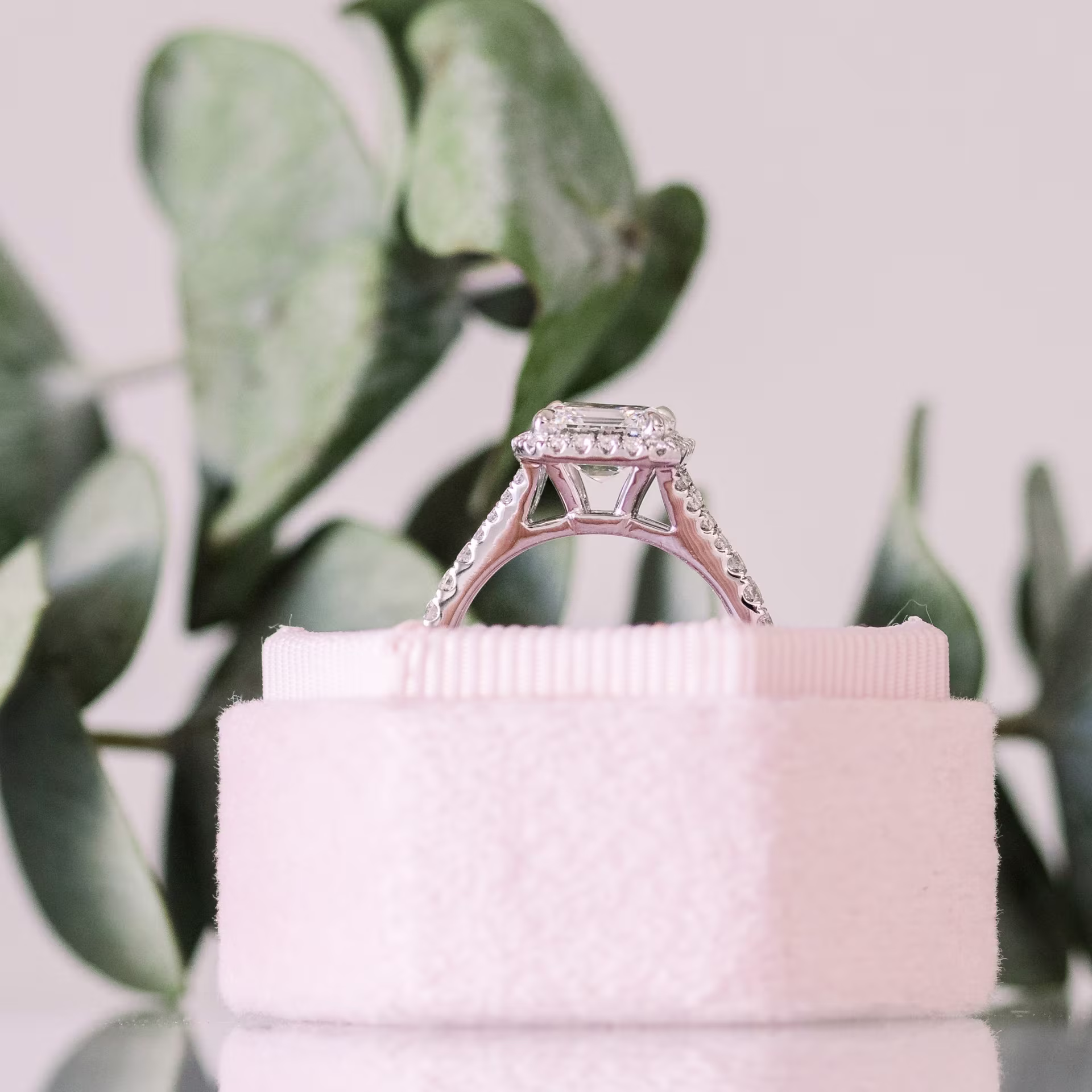 asscher halo engagement ring