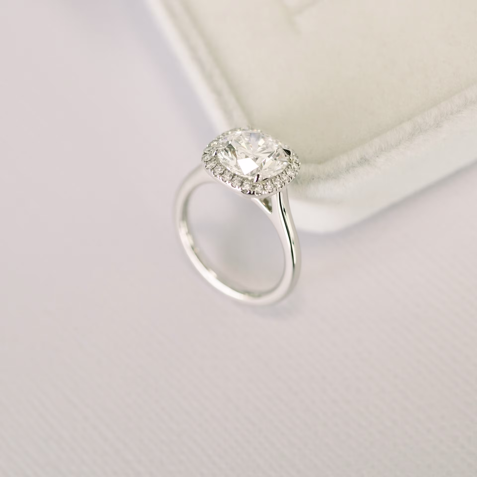 platinum 2.5 carat round lab created diamond engagement ring with halo ada diamonds design ad 073 profile view