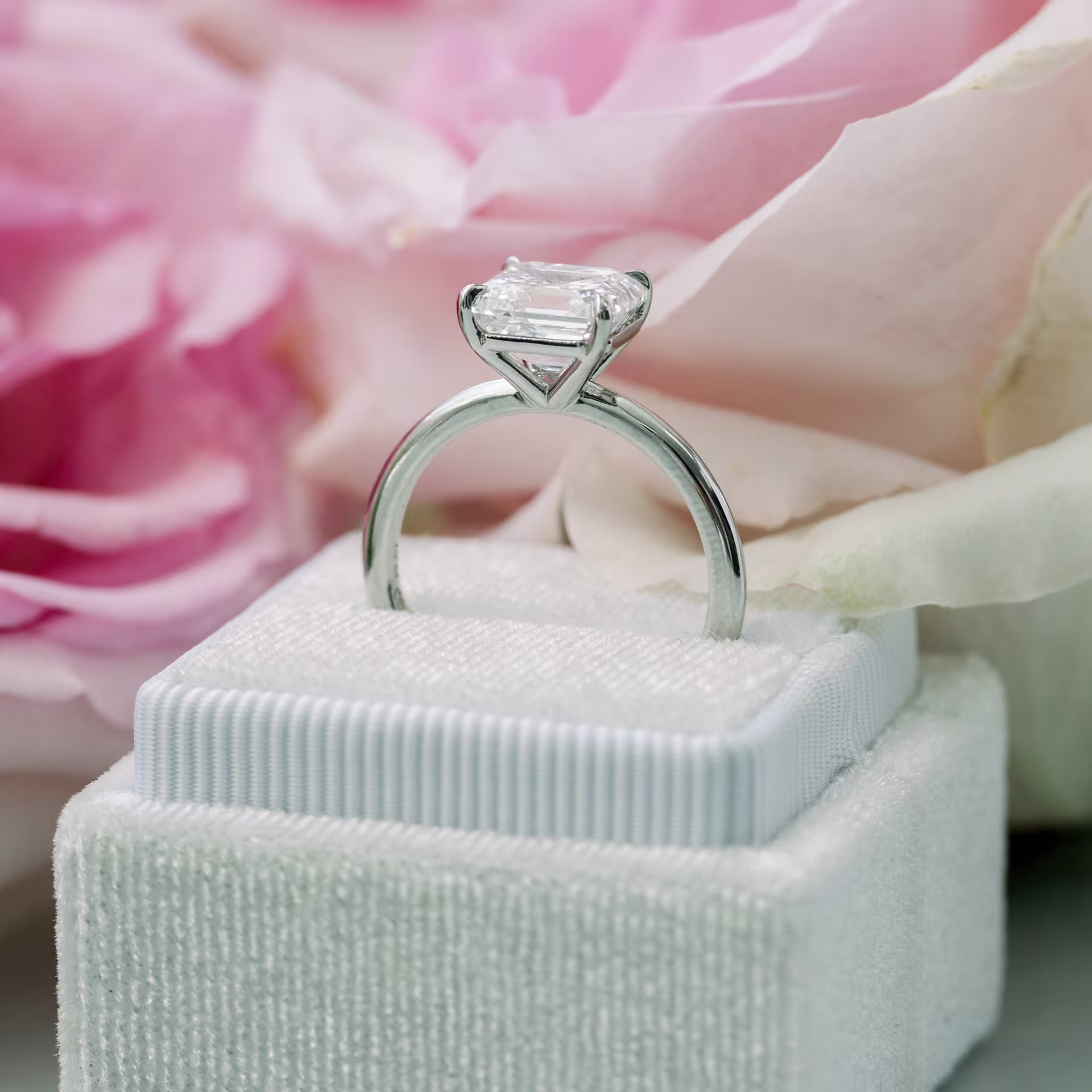 Platinum 3 Carat Asscher Solitaire Lab Diamond Ring Ada Diamonds Design AD-234 Profile