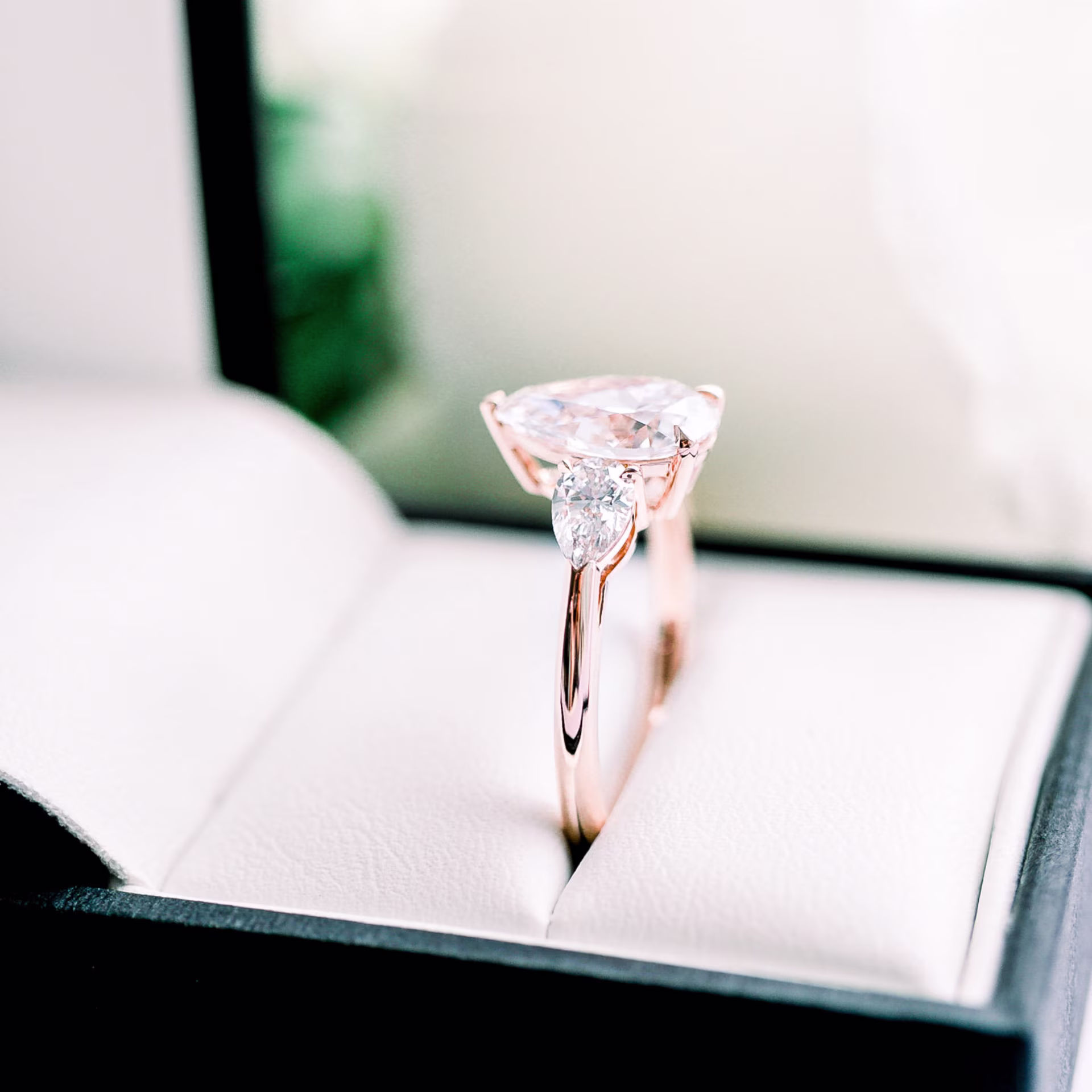 Pear Three Stone Lab Diamond RIng 