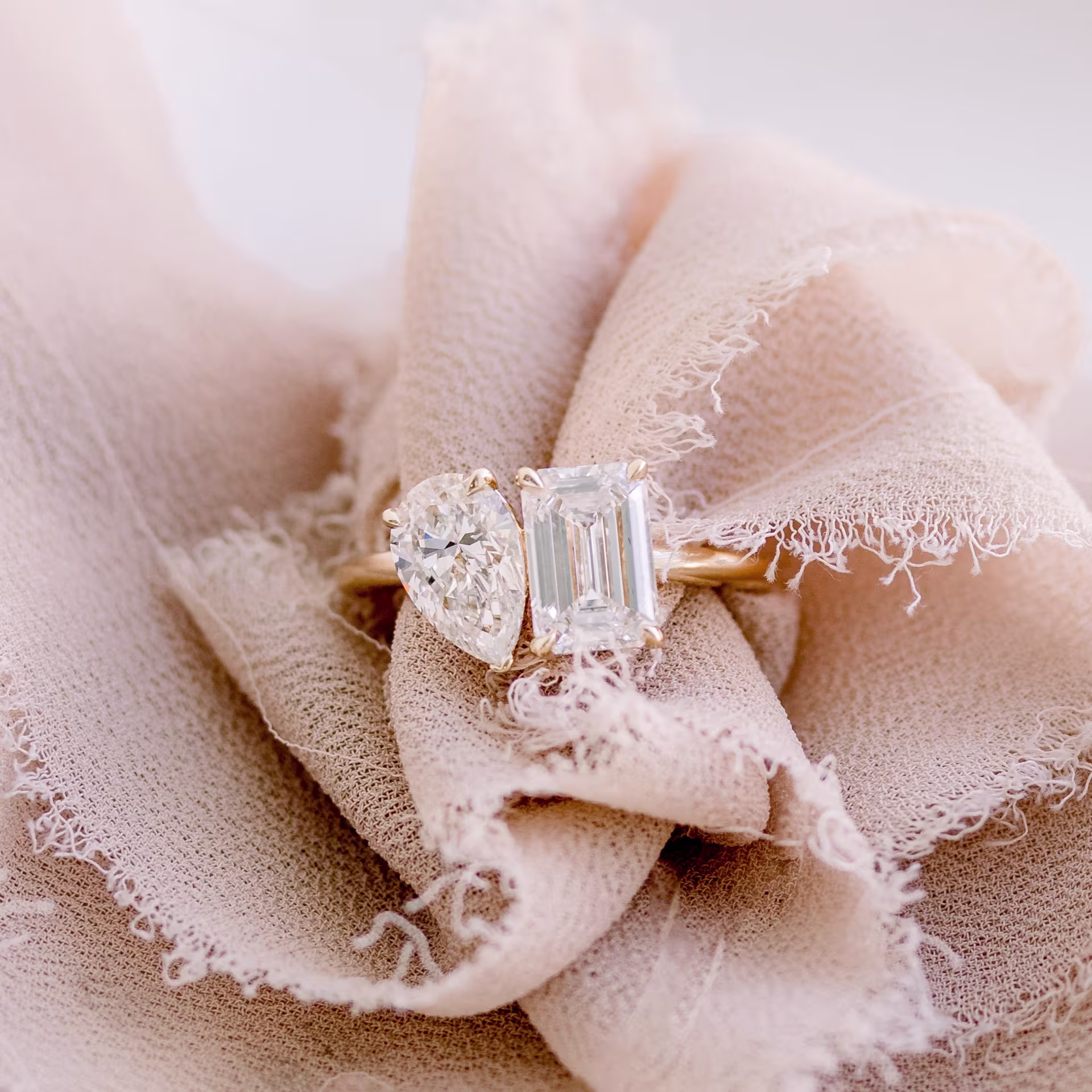 yellow gold two stone engagement ring