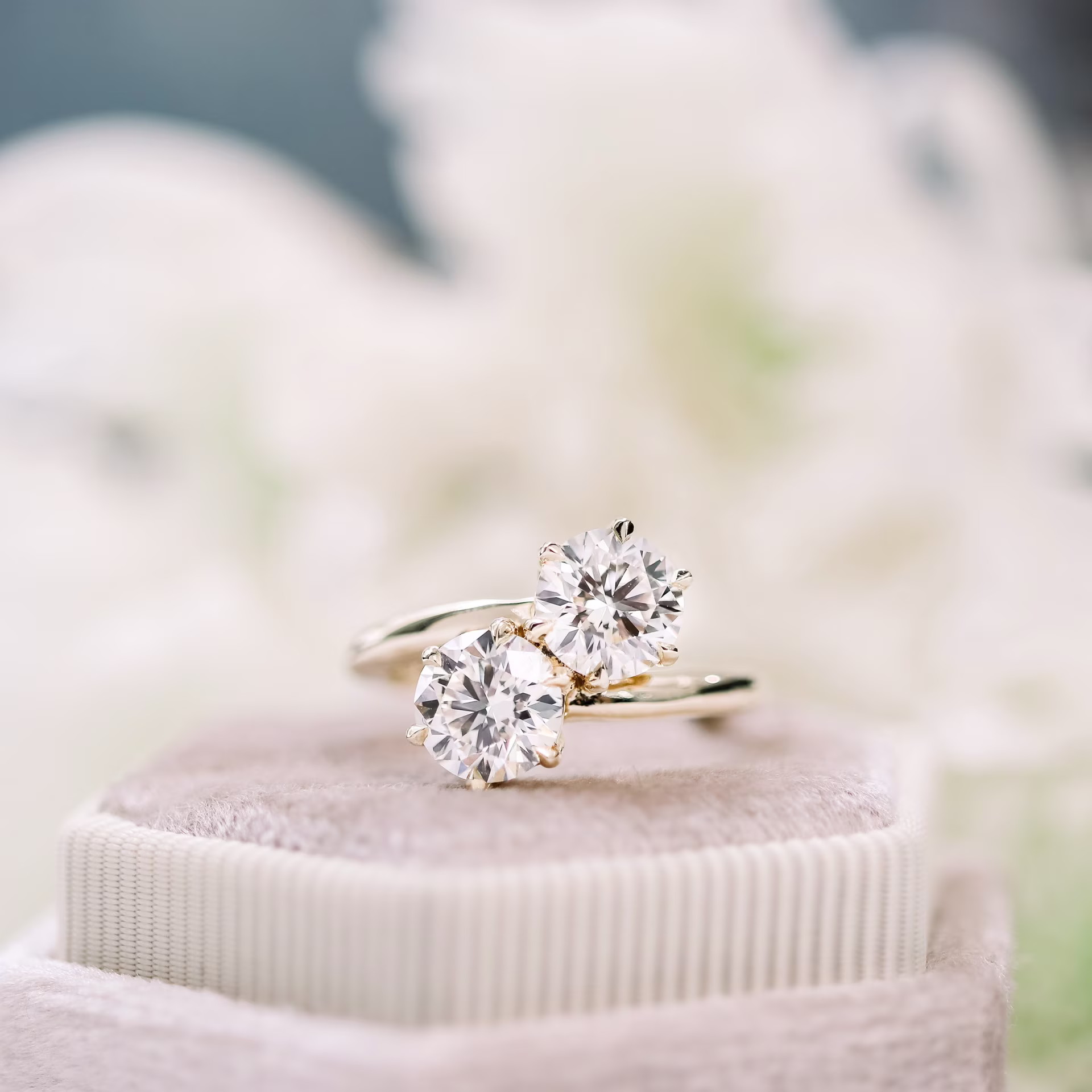 14k Yellow Gold 2ct Toi et Moi Custom Lab Created Diamond Engagement Ring Ada Diamonds Design AD-336 Macro