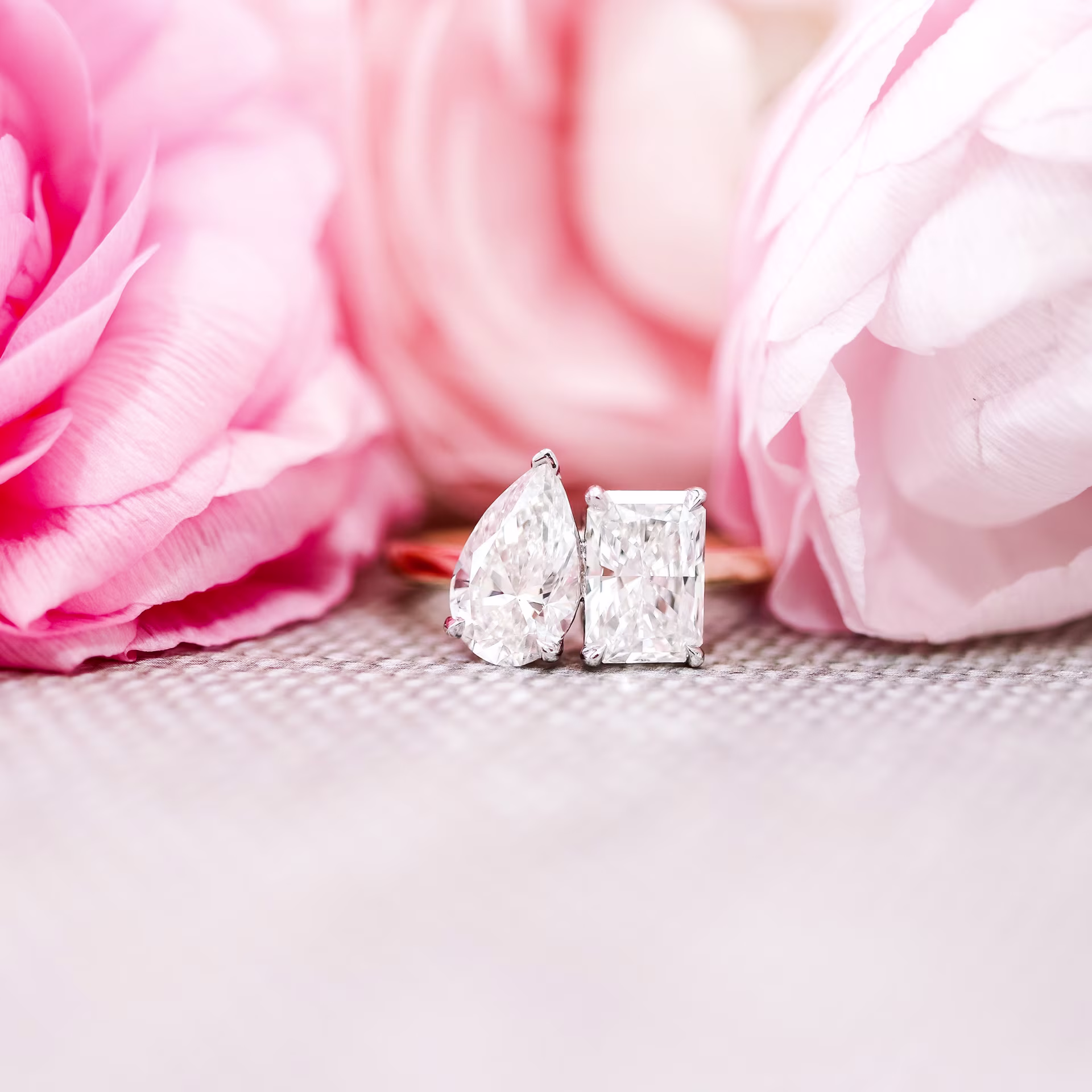 two-tone 3 carat pear and radiant cut toi et moi lab created diamond engagement ring ada diamonds design ad 363