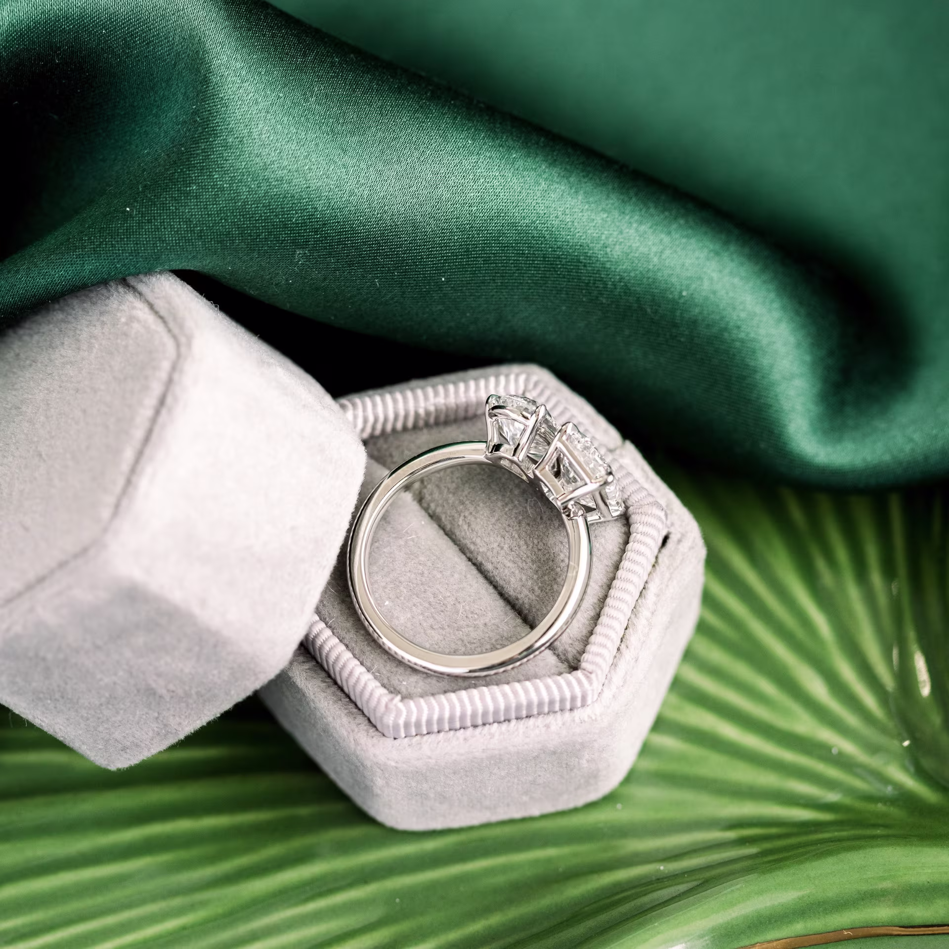 platinum toi et moi lab diamond engagement ring with 2.5ct emerald cut and 1.75ct pear ada diamonds design ad 363 profile