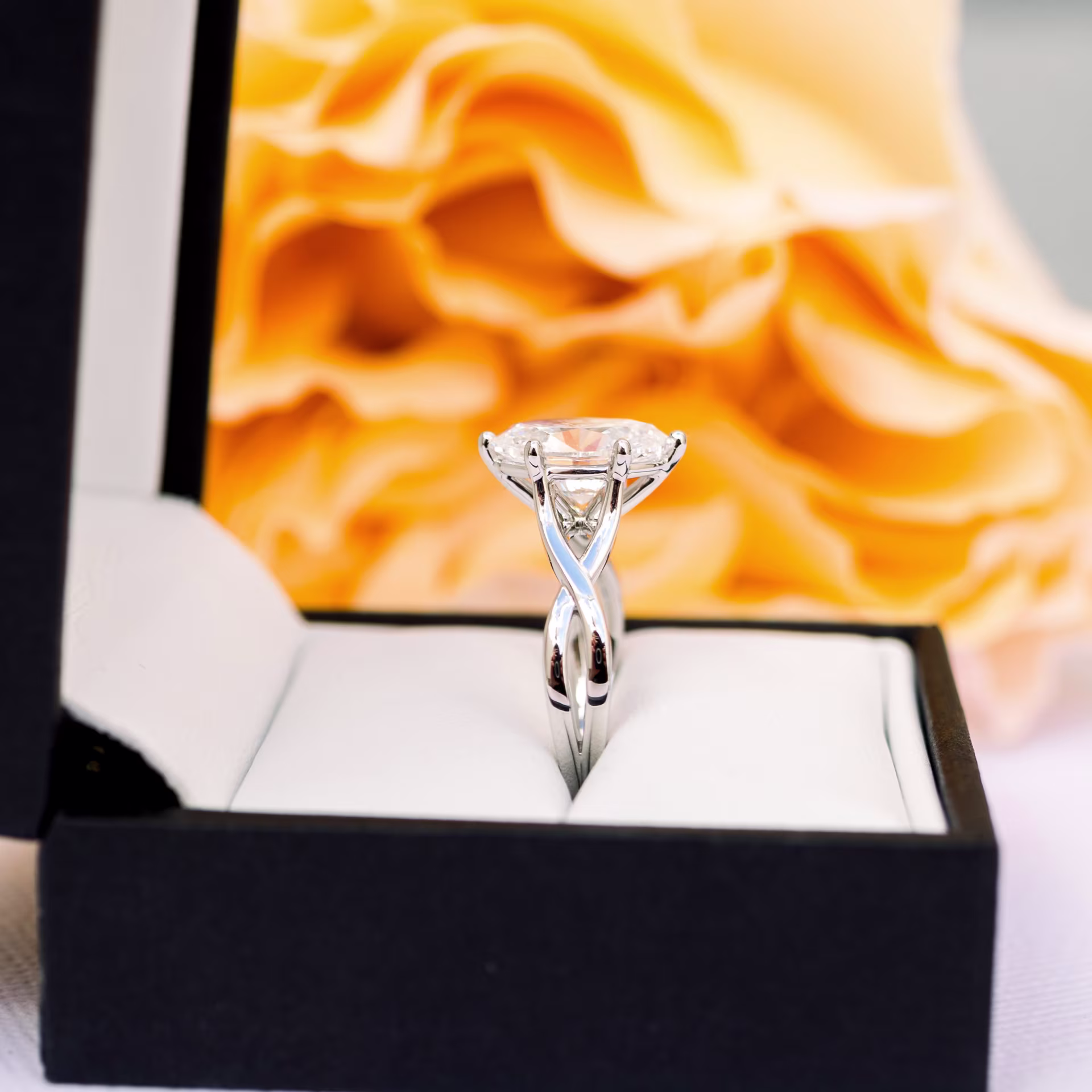 platinum 2.75ct oval solitaire engagement ring with twisting band featuring a lab created diamond ada diamonds design ad 366 profile