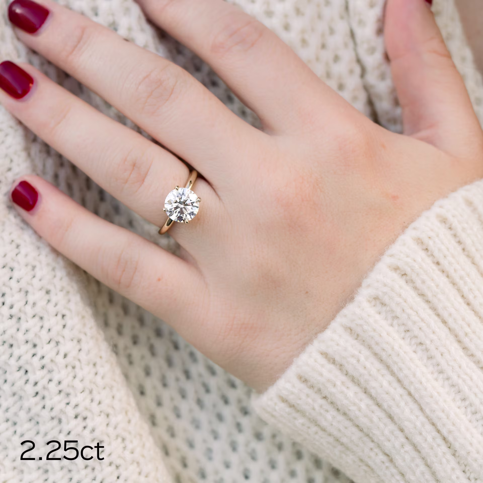 Yellow Gold Round Classic Four Prong Solitaire Diamond Engagement Ring featuring 2.25 Carat Diamonds