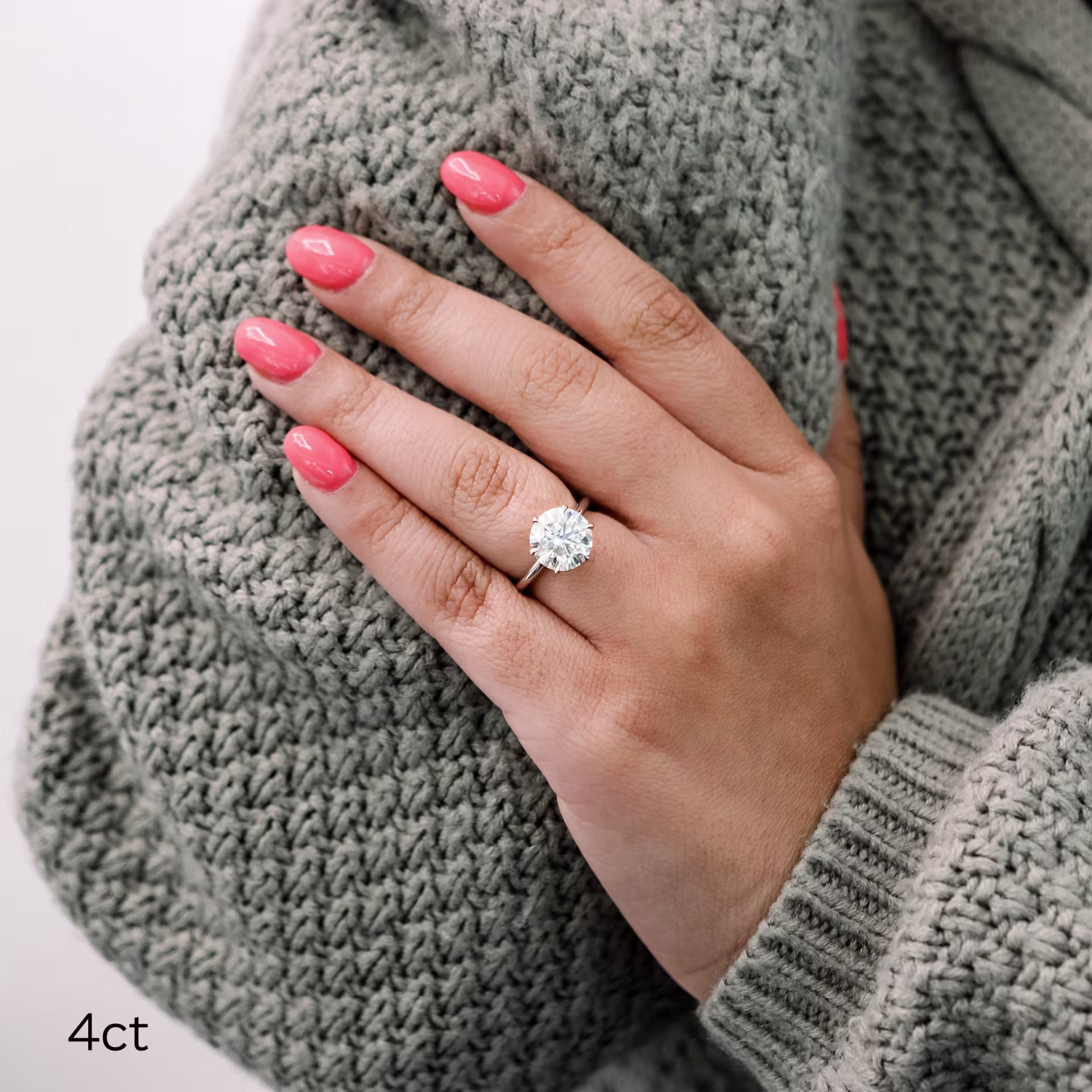 plaitnum four carat round six prong solitaire with lab grown diamond ada diamonds design ad067