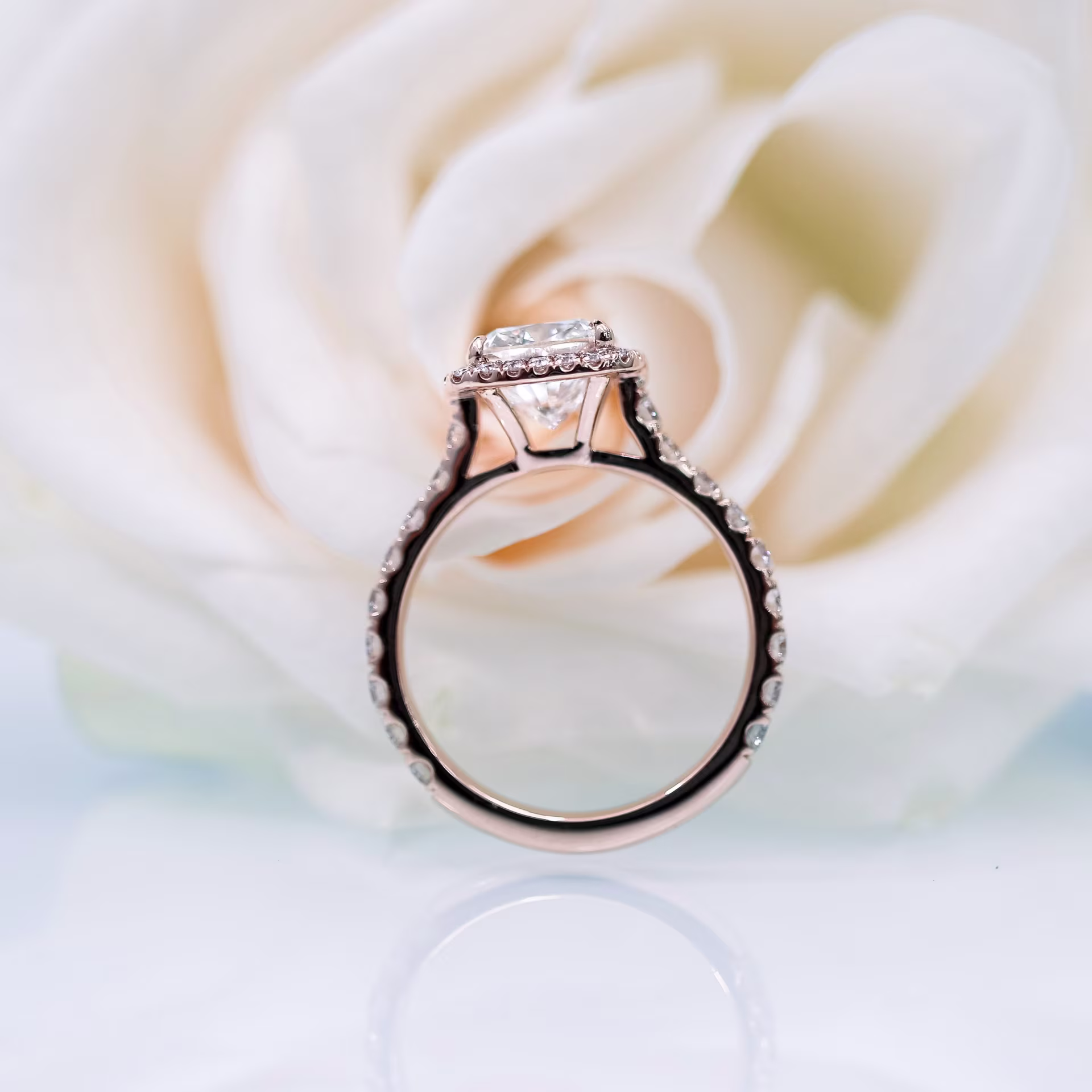 lab created halo engagement ring