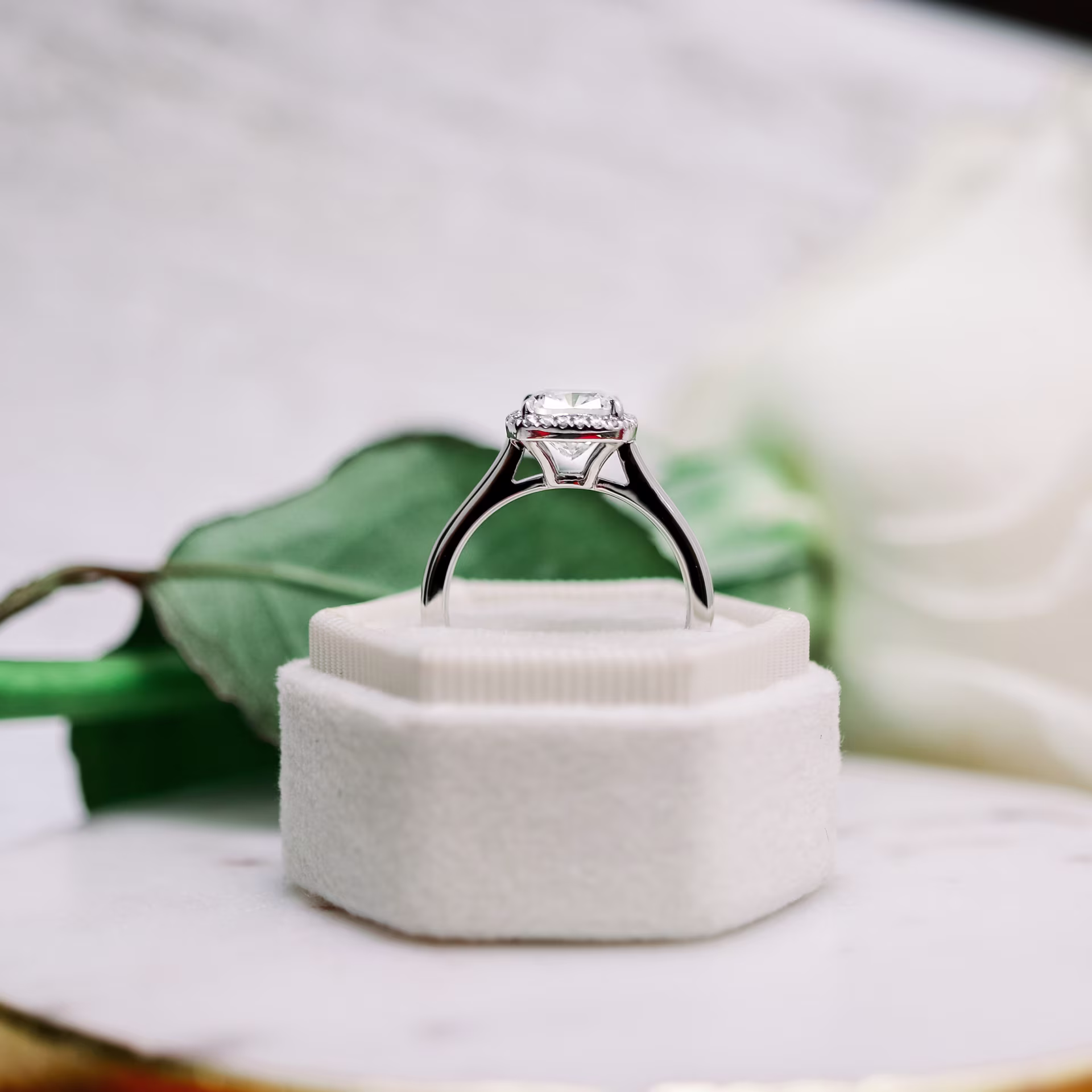 Platinum 2ct lab grown diamond cushion cut engagement ring profile