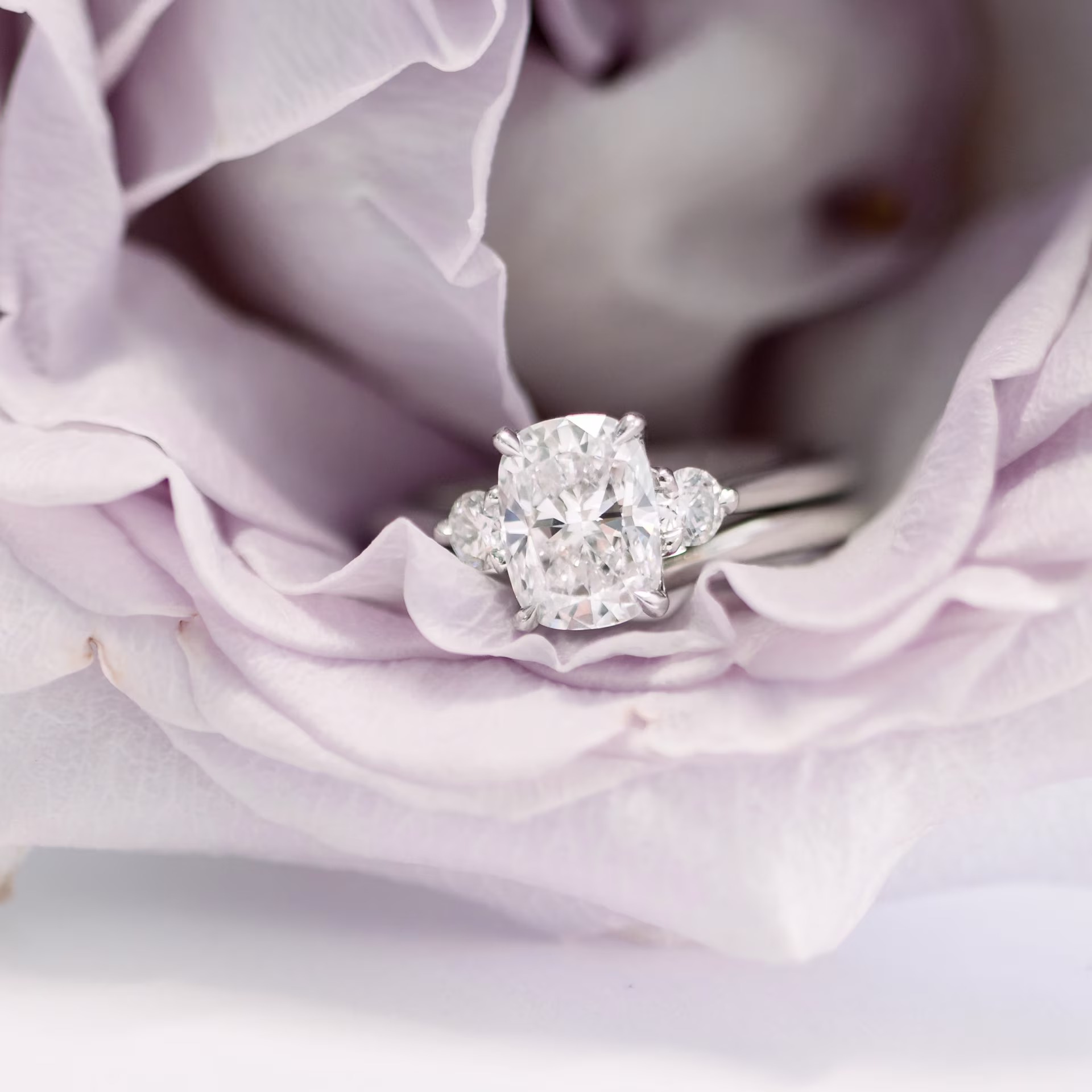 Platinum Cushion and Round Diamond Engagement Ring featuring 1.5 Carat Diamonds (Main View)