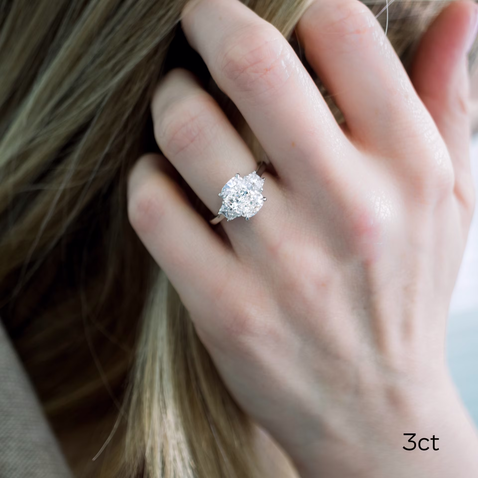 platinum 3 carat cushion cut lab created diamond engagement ring with trapezoid side stones ada diamonds design ad 475