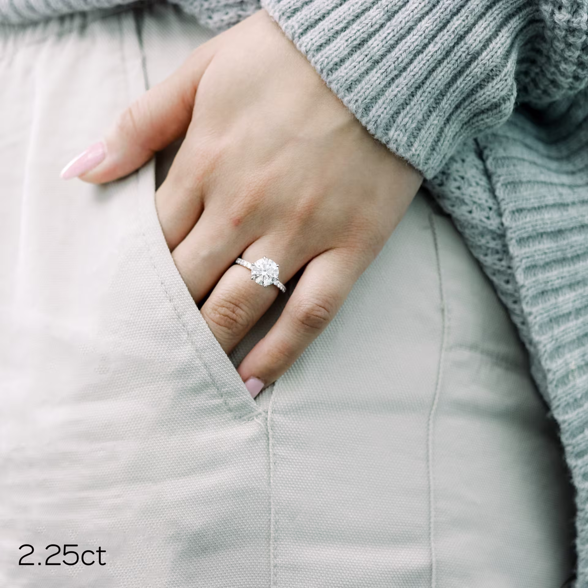 2.25ct lab diamond in diamond collar setting