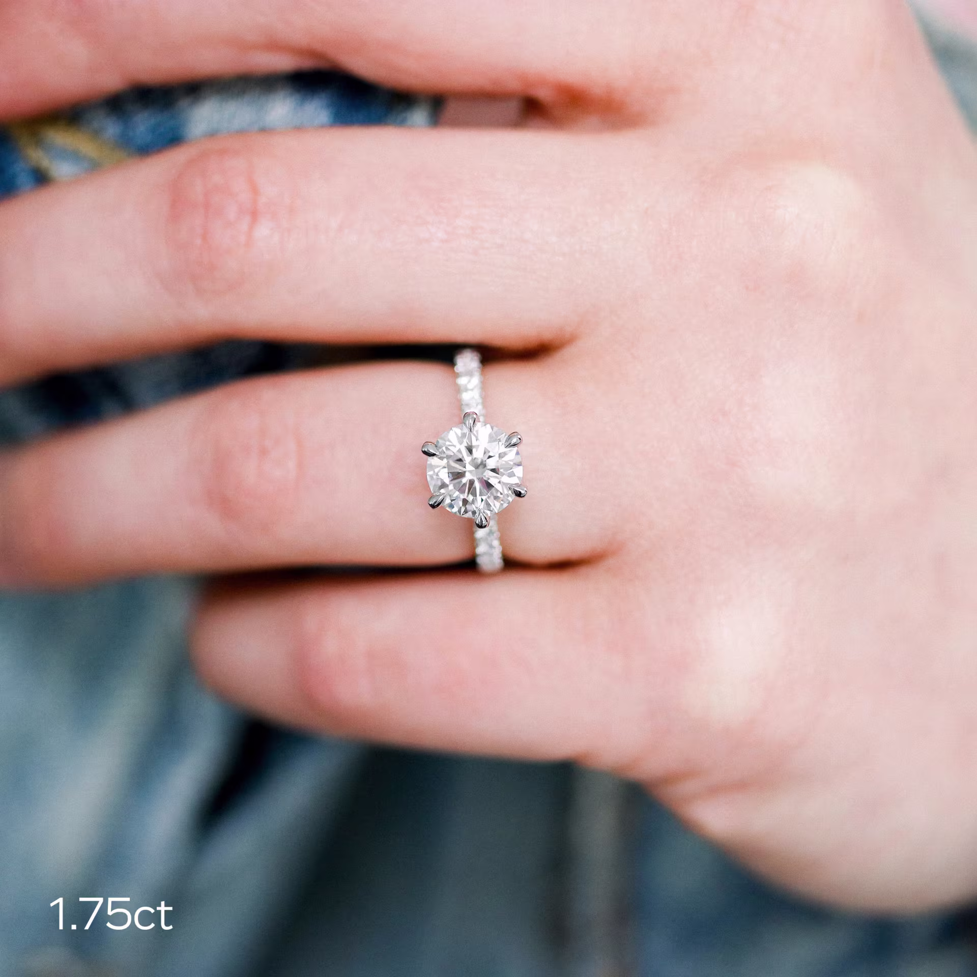 1.75ct round lab diamond in diamond collar setting