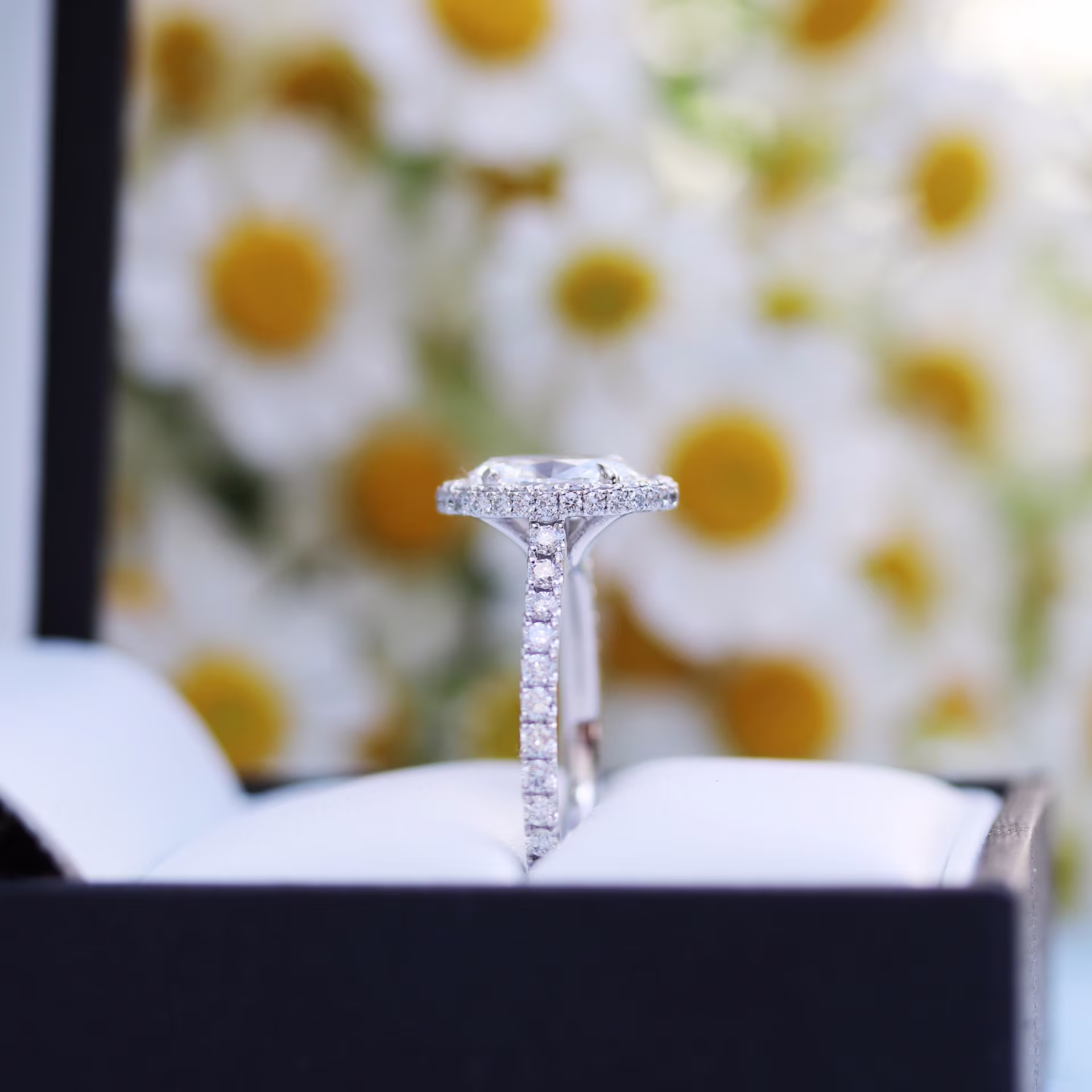 Oval Double Sided Halo Lab Diamond Engagement Ring Design AD-213