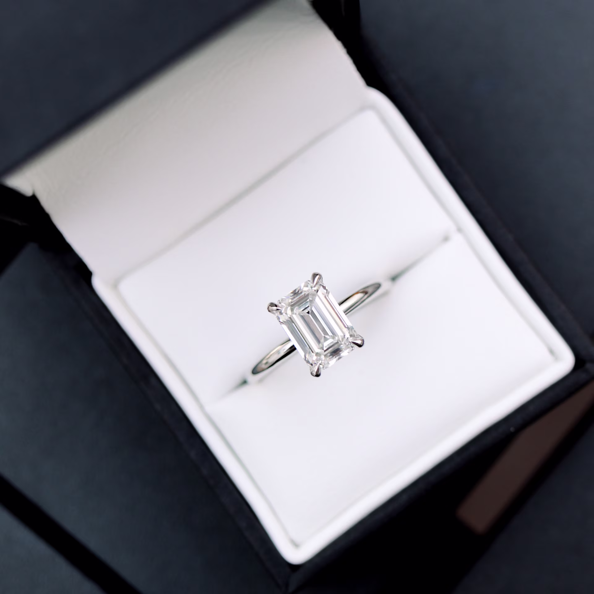 Platinum 3 Carat Emerald Cut Solitaire with Lab Diamond Ada Diamonds Design AD-329 Artistic